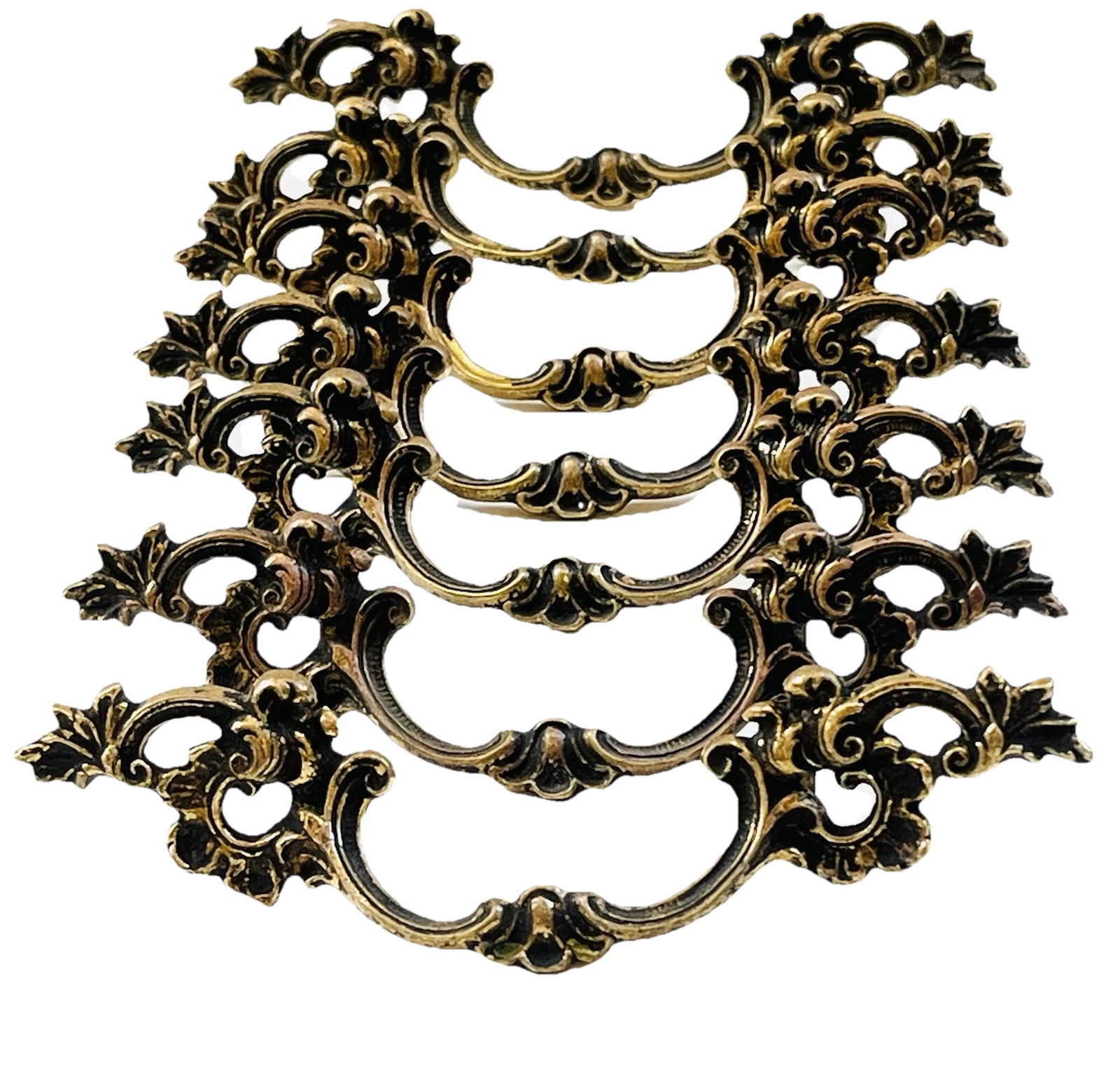 15 VTG KEELER BRASS French Provincial K-376 Drawer Pulls 5 7/8″L 2 1/2″ Centers