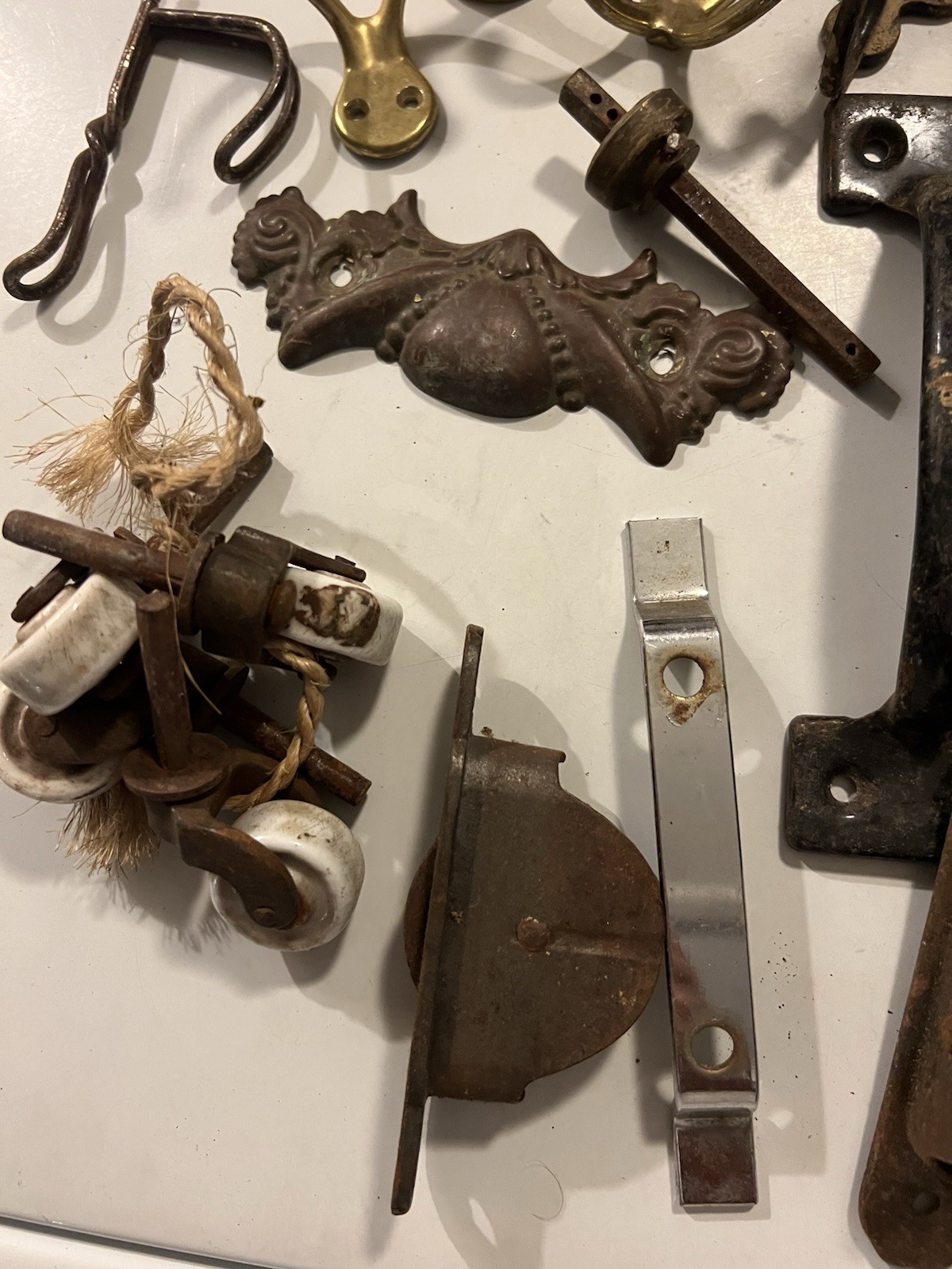 A collection Vintage Antique assorted Window Door hardware LOT 26 Pieces Hooks
