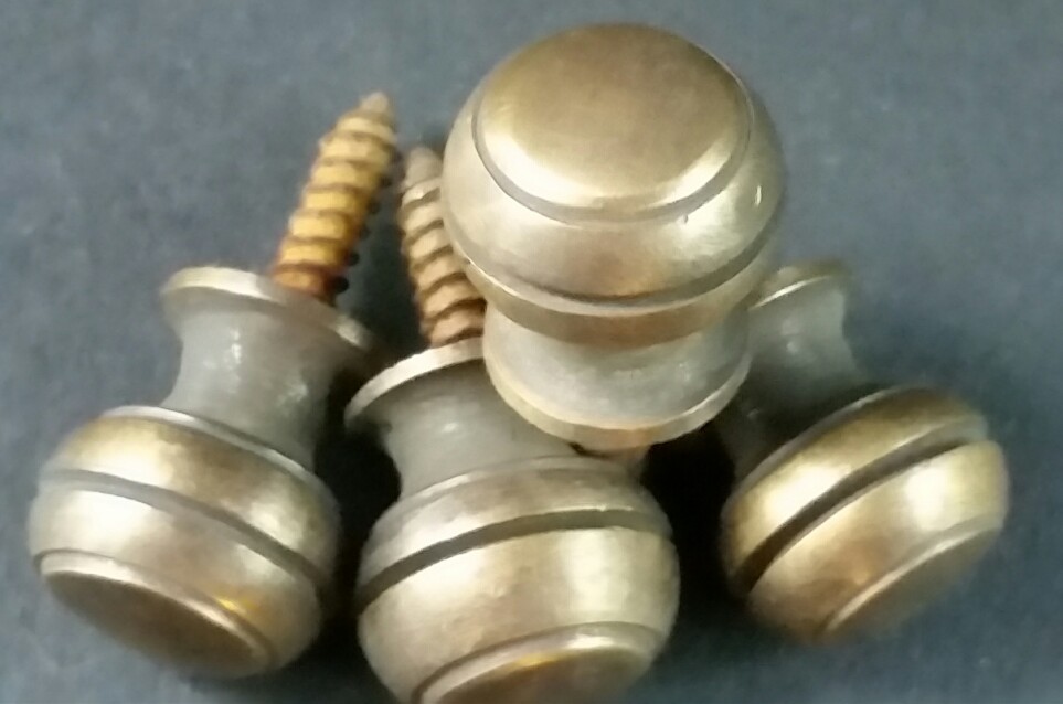 4 Solid Brass SMALL Stacking Barrister Bookcase 7/16″dia Knobs drawer Pulls #KK