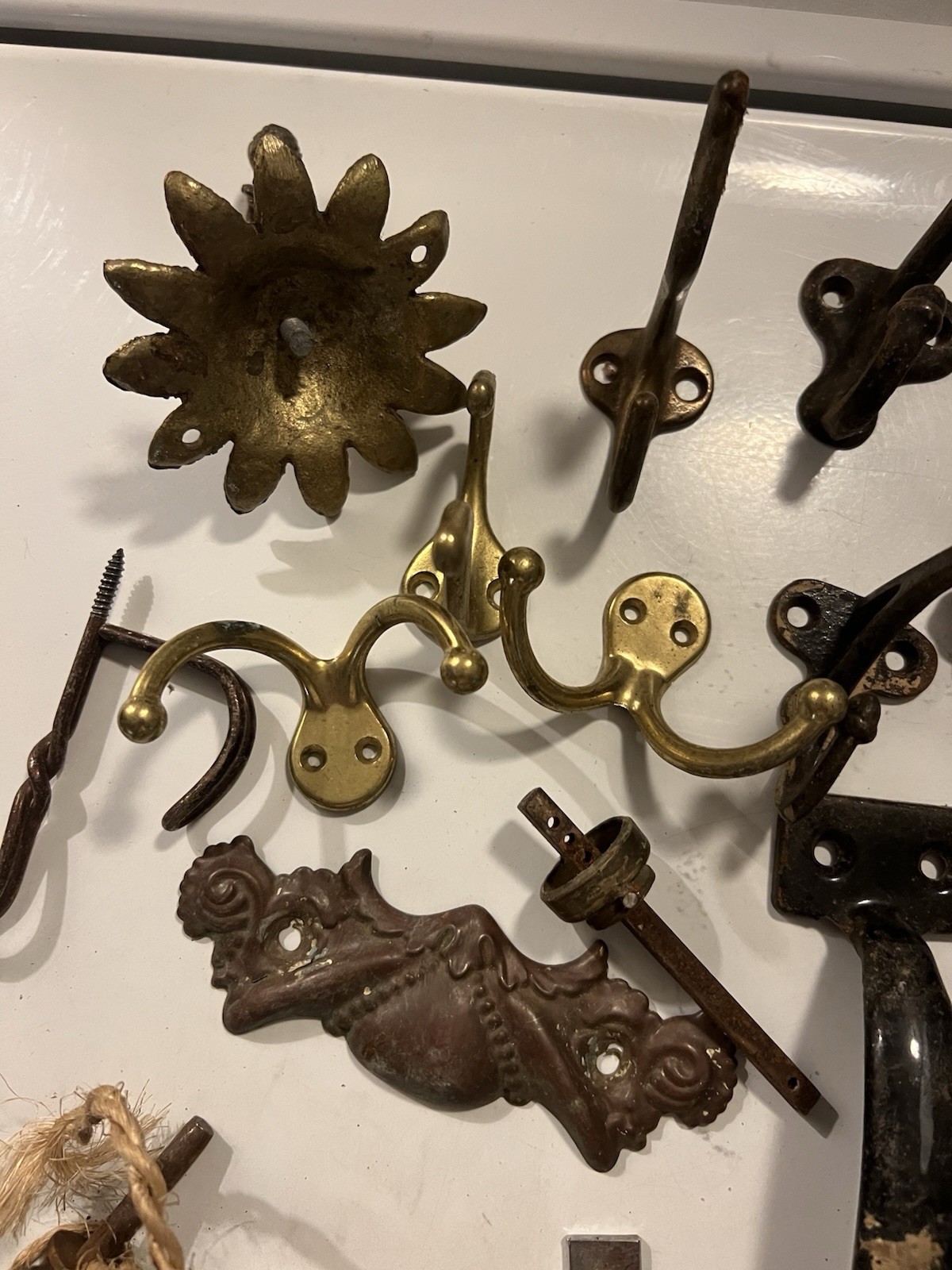 A collection Vintage Antique assorted Window Door hardware LOT 26 Pieces Hooks