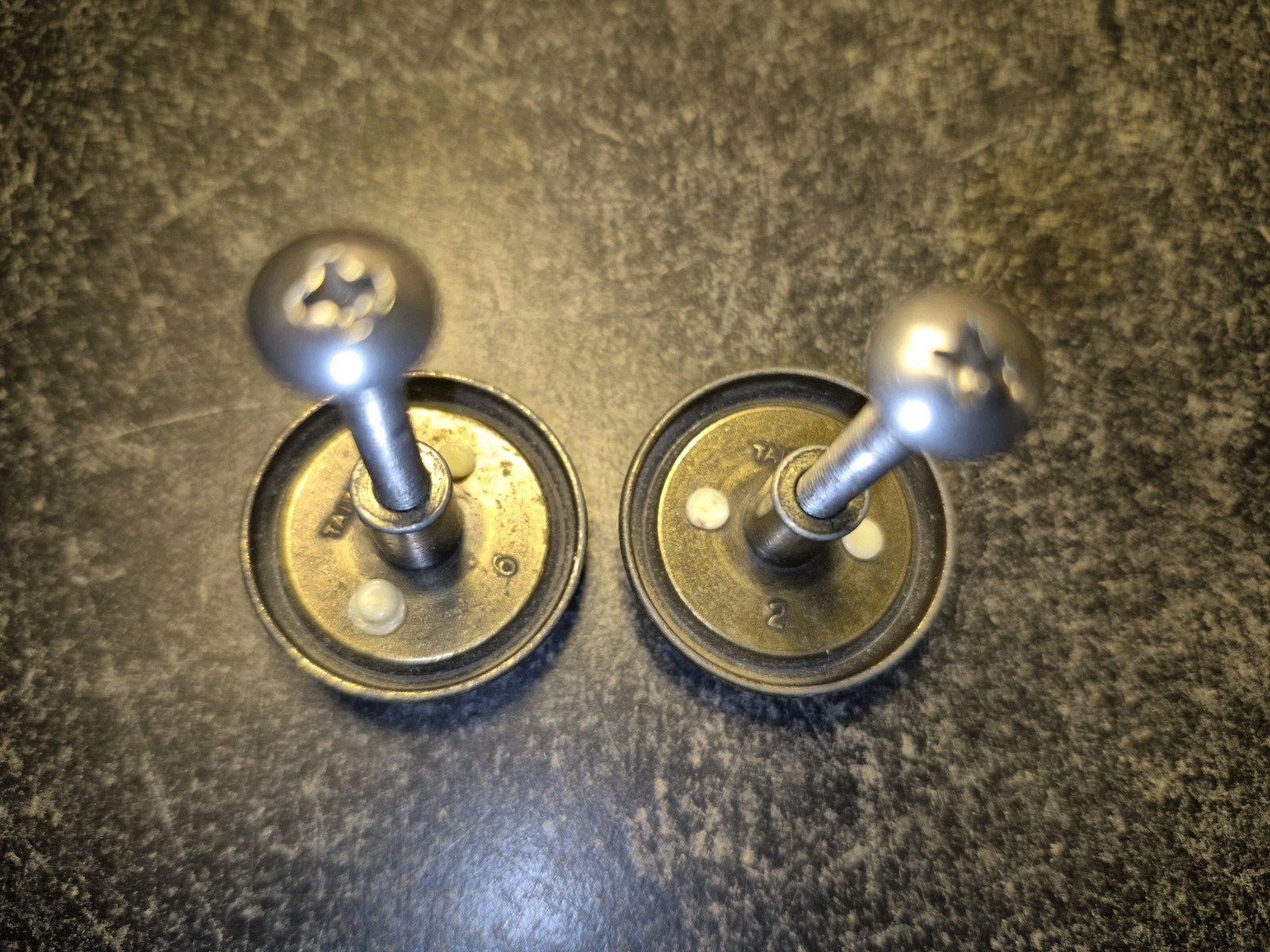 Vintage Brass Hardware Drawer Pulls With Beige Ceramic Center Bead Set Of 6