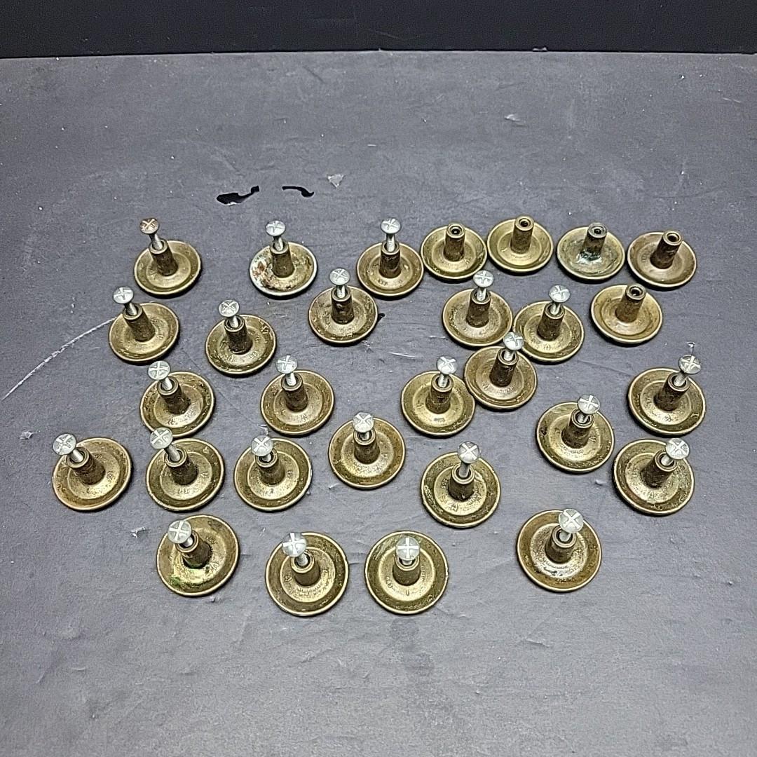 4 – Ajax 953 Cab. Door Drawer 1950 Pull Knob Flower Floral Brass 1-3/8″ Vtg MCM