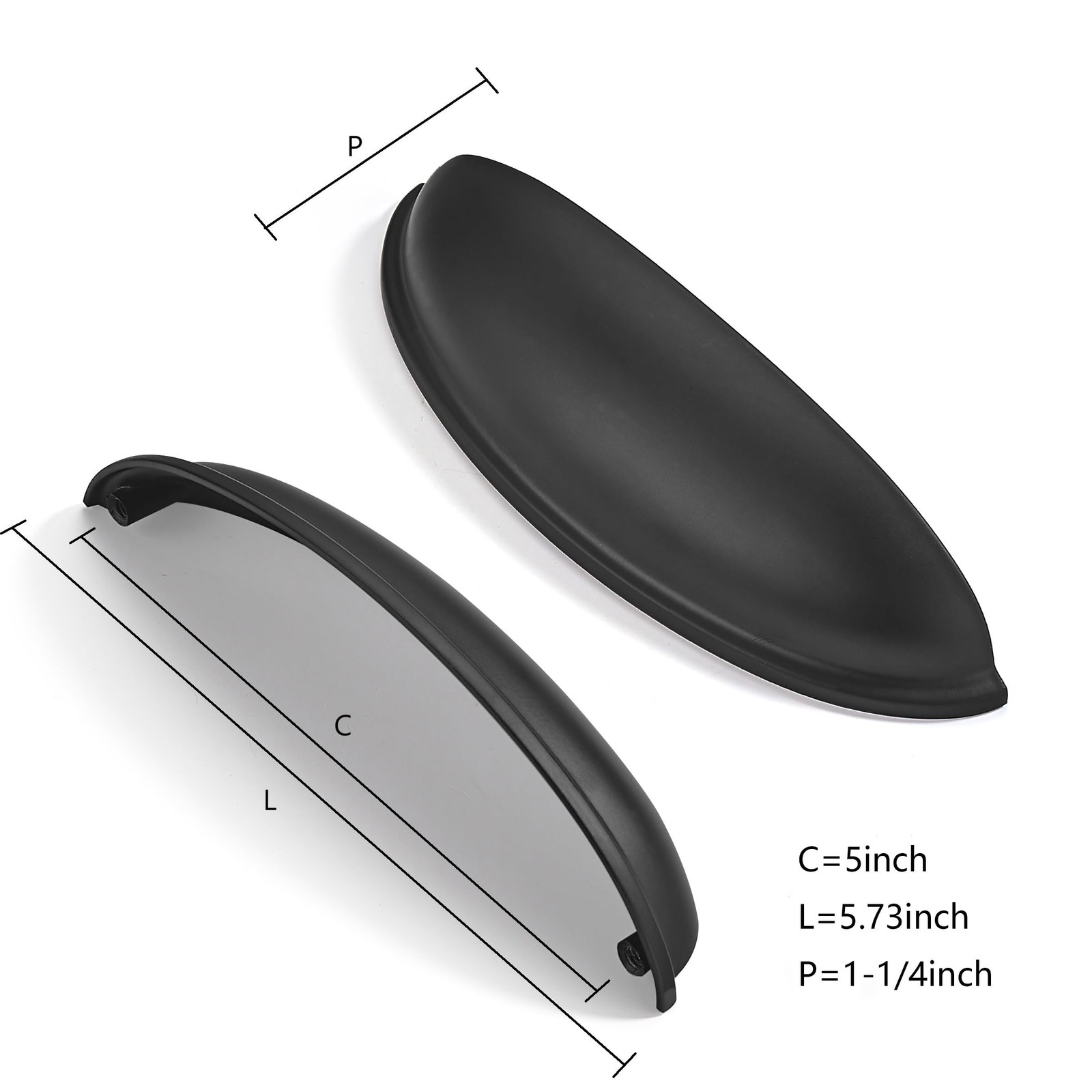 10 Pack 5″ Drawer Pulls Matte Black Cabinet Cup Pulls Kitchen Hardware Cabine…