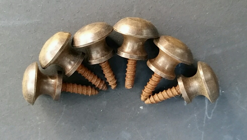 6 Solid Brass VERY SMALL Stacking Barrister Bookcase 7/16″ Knobs drawer Pulls #K