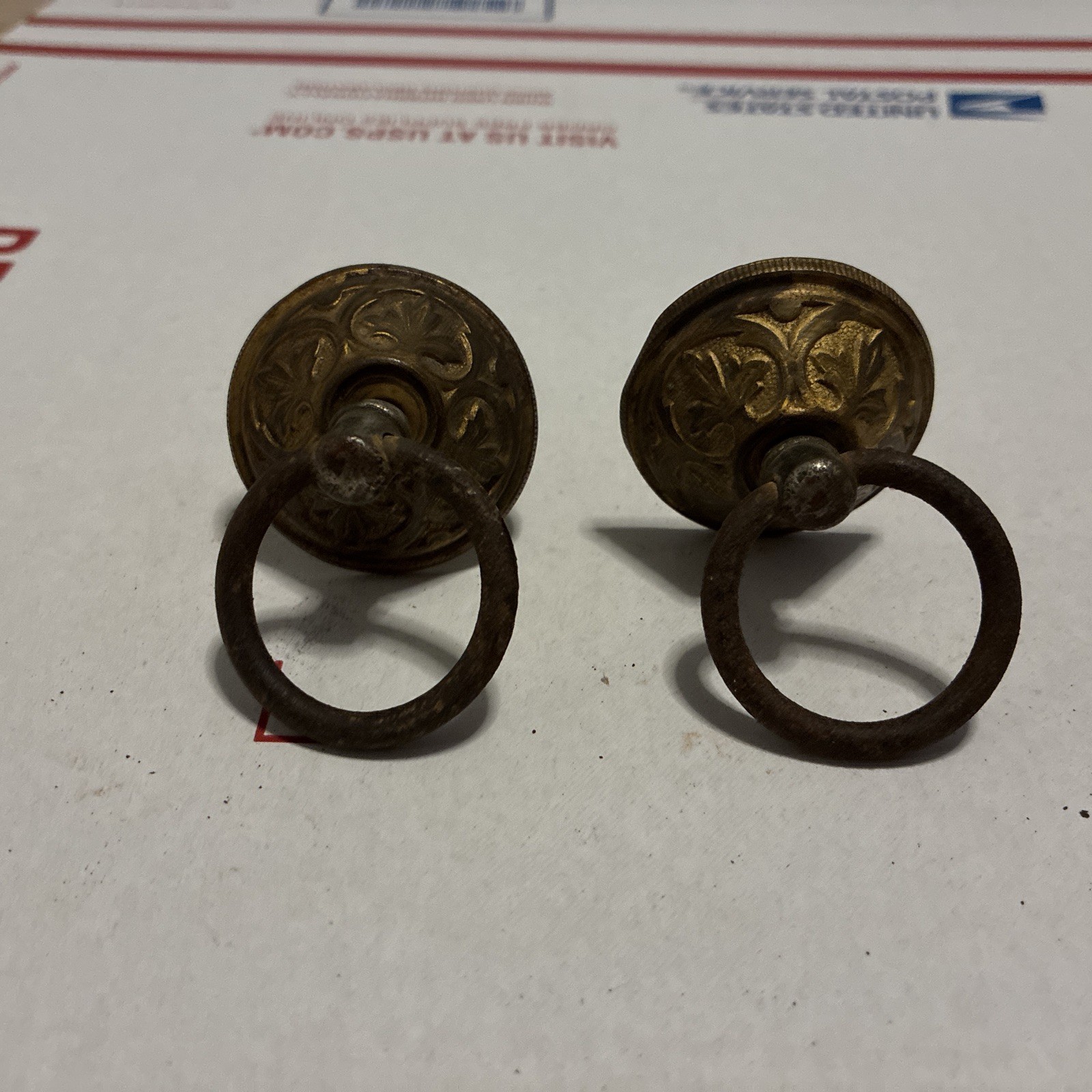 Vintage/Antique Drop Ring Pulls Door Dresser Handles Furniture Hardware Lot of 2
