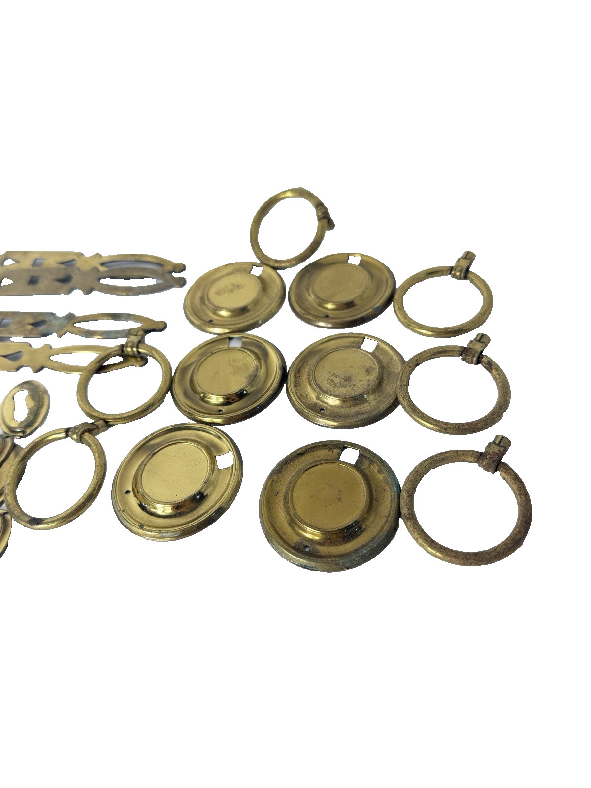 Drexel Heritage Ornamental Drawer Pulls Knobs Lot of 22 pcs Gold Tone Key Hole