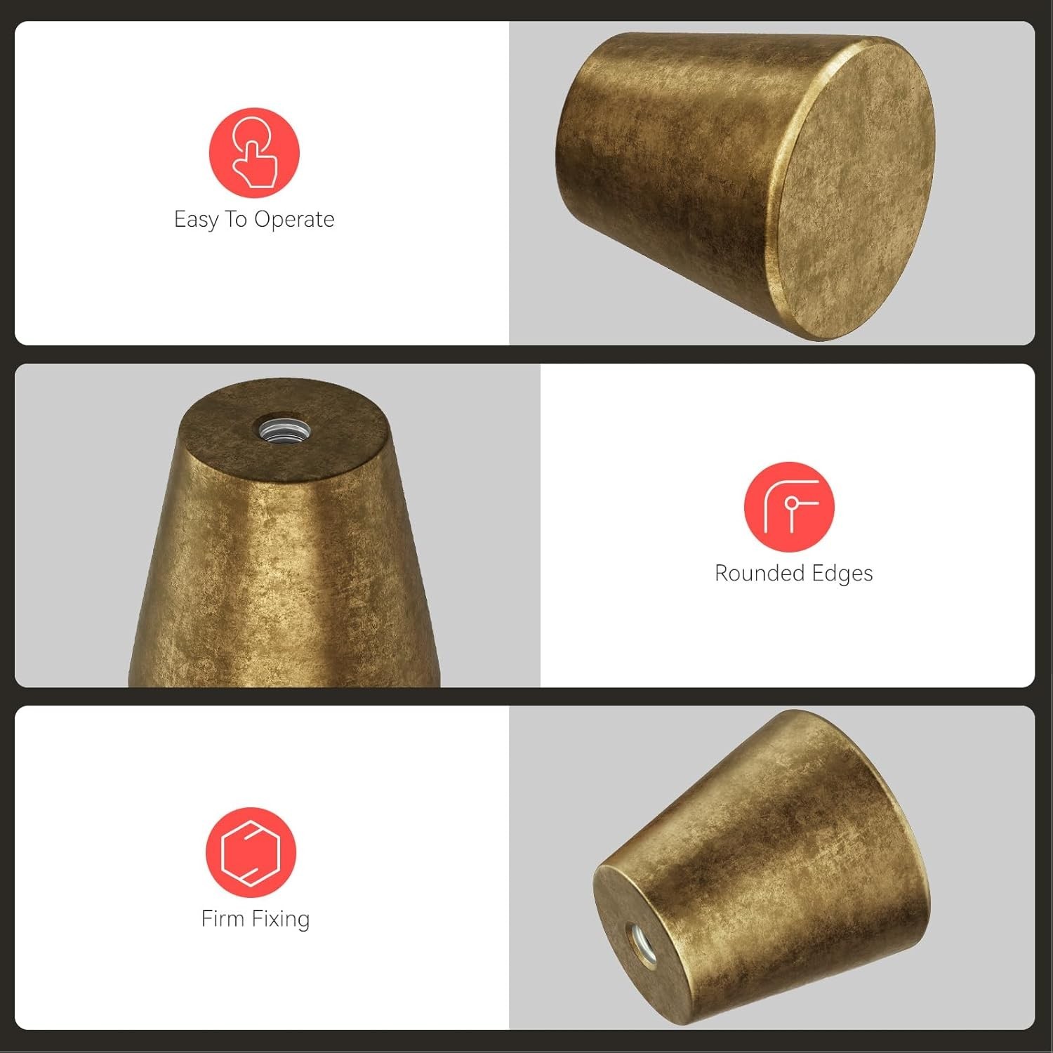 Vintage-Inspired Antique Brass Cabinet Knobs – Set of 10 Round Pulls