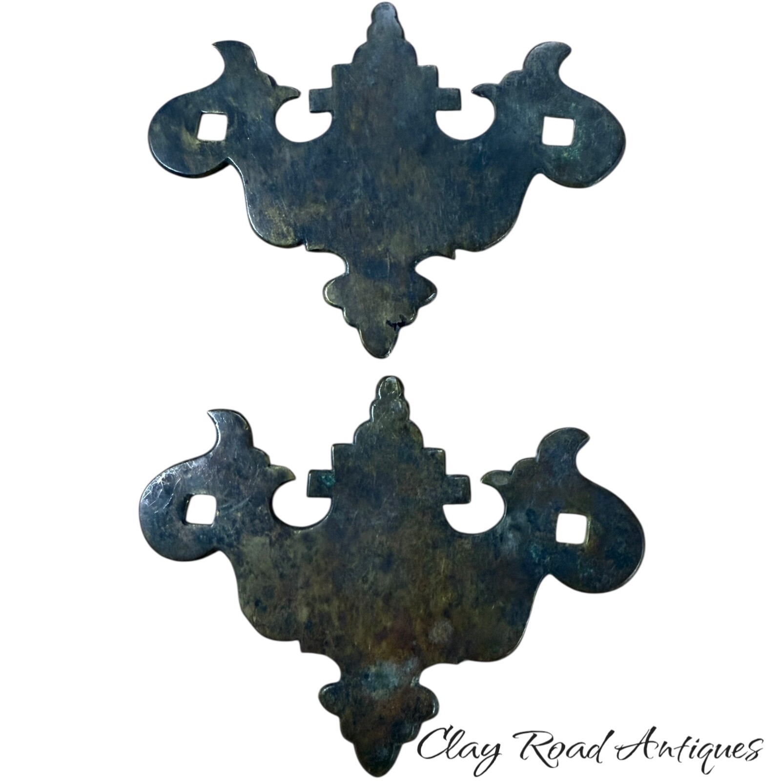 antique batwing chippendale brass period pair