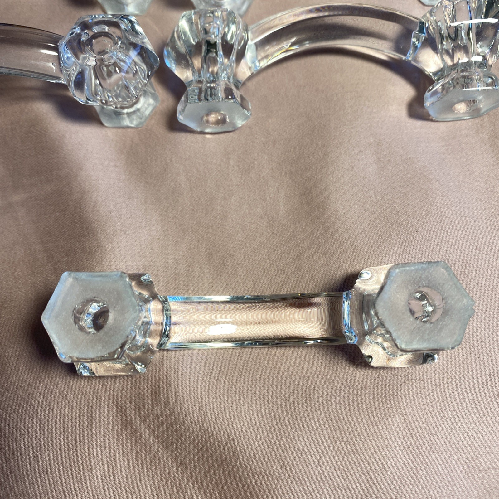 24 3″ Knob Hill Clear Glass Hexagon Drawer Pulls Handles & 5 Knobs