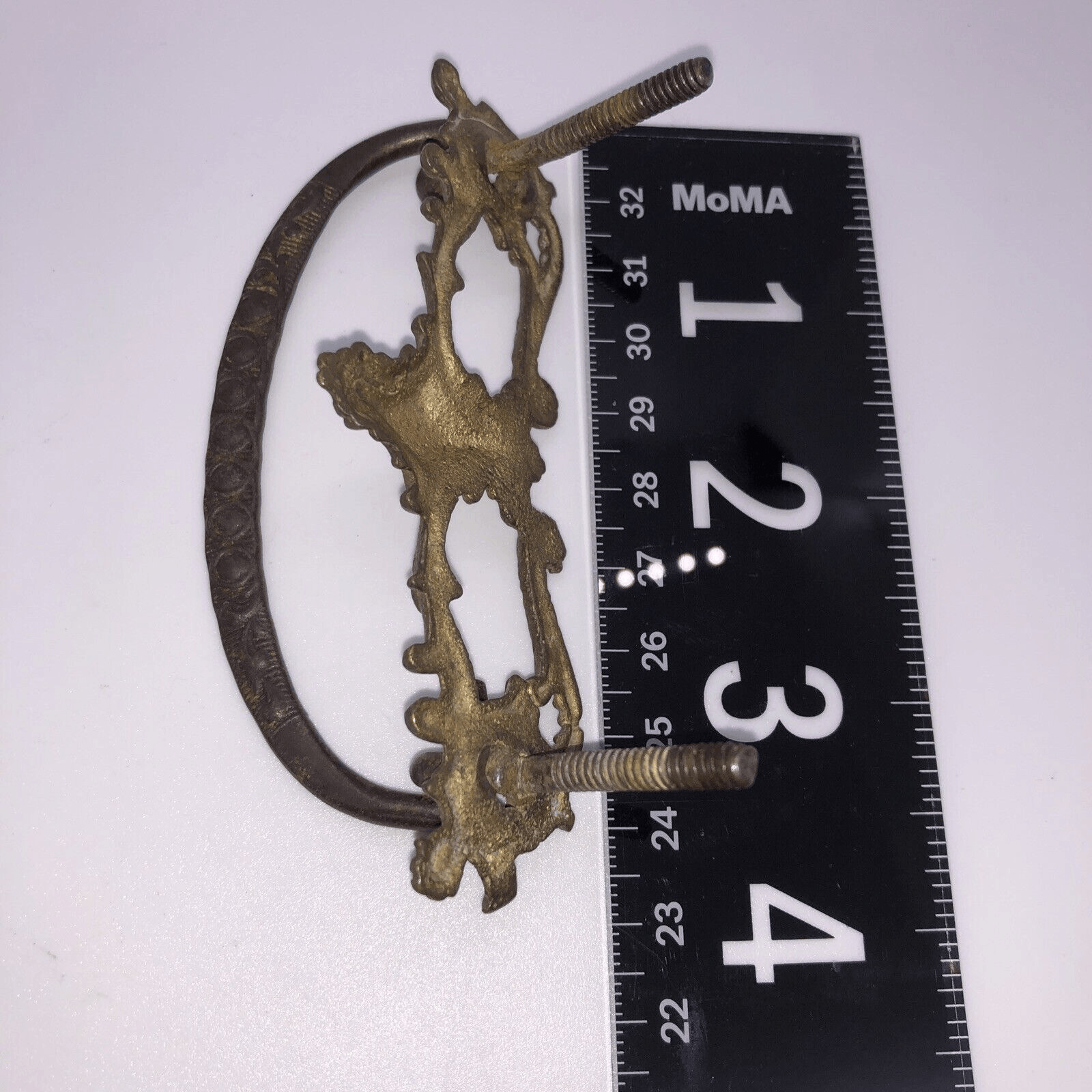 Vintage Ornate Brass Drawer Pull Bail Drop Hardware Furniture Restoration