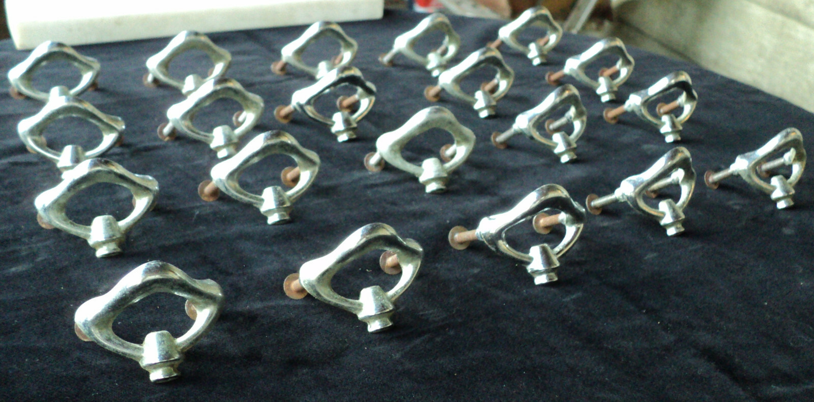 Lot Of 20 Antique Vintage Chrome Mid Century Modern Drawer Pulls