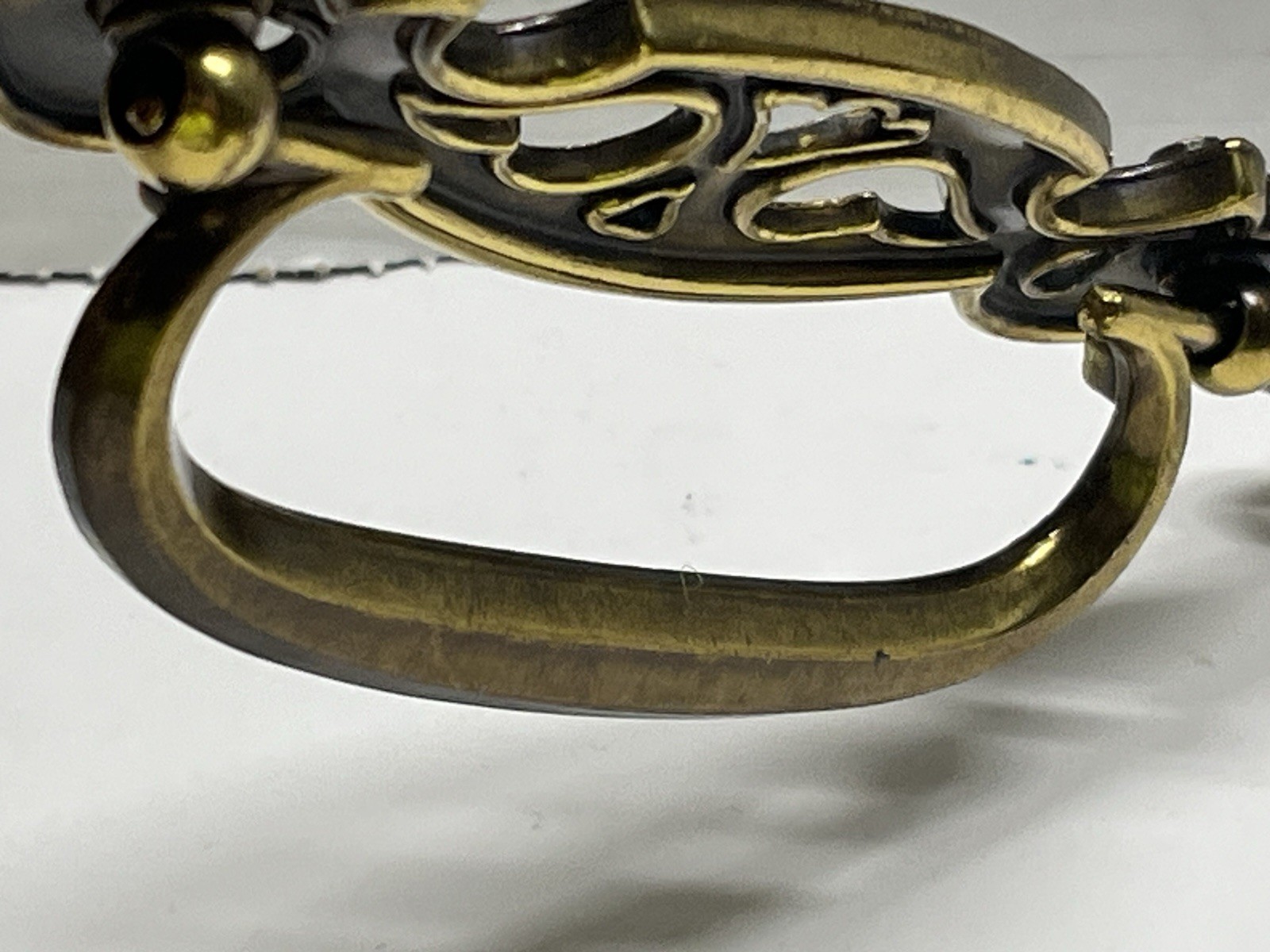 Vintage NOS KBC Heavy Antique Brass Ornate Scrollwork Drop Bail Pull