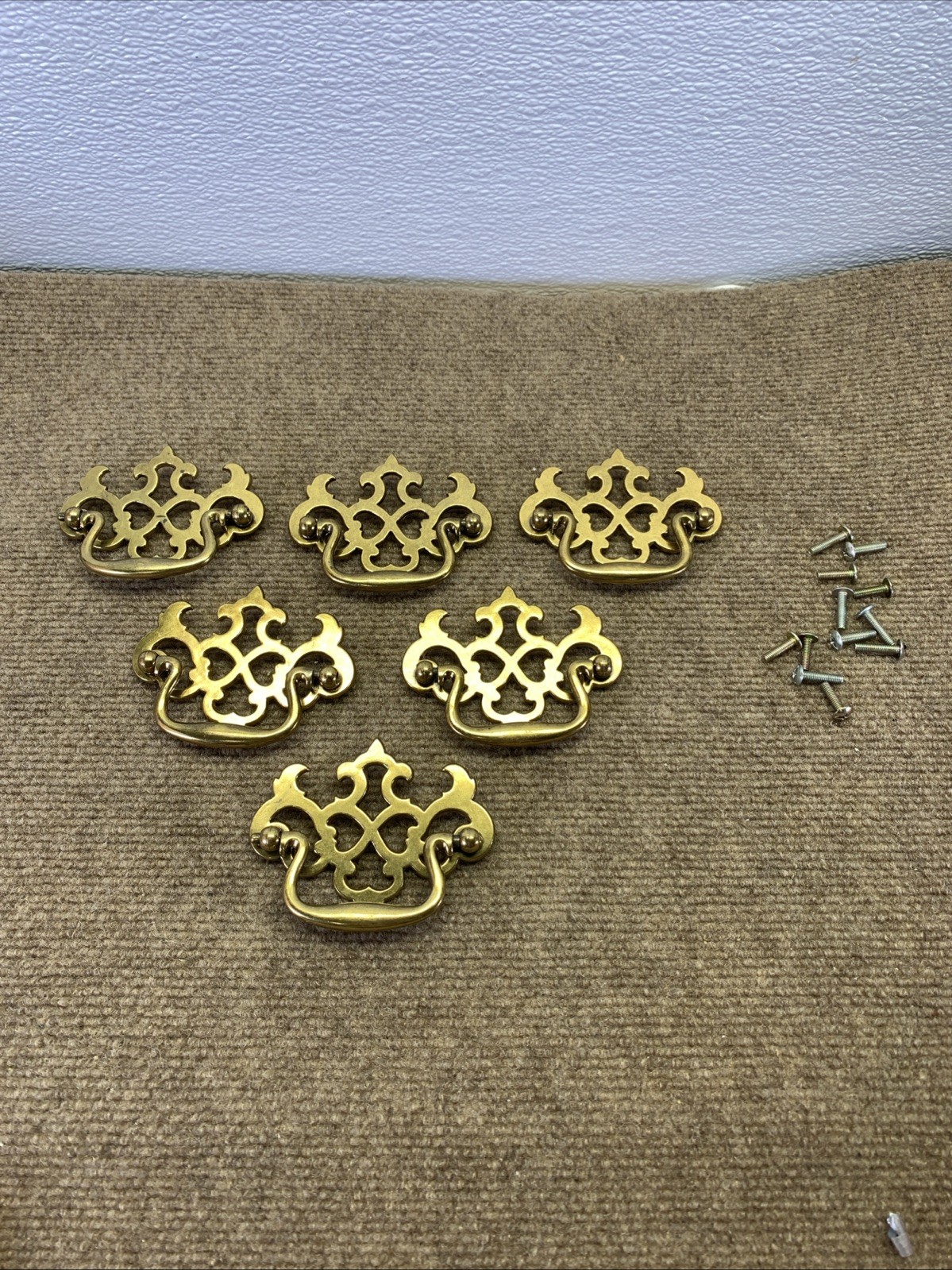 SET Of 6 Keeler Brass KBC Drawer Pulls K4694 Good Condition Screws Included 3”