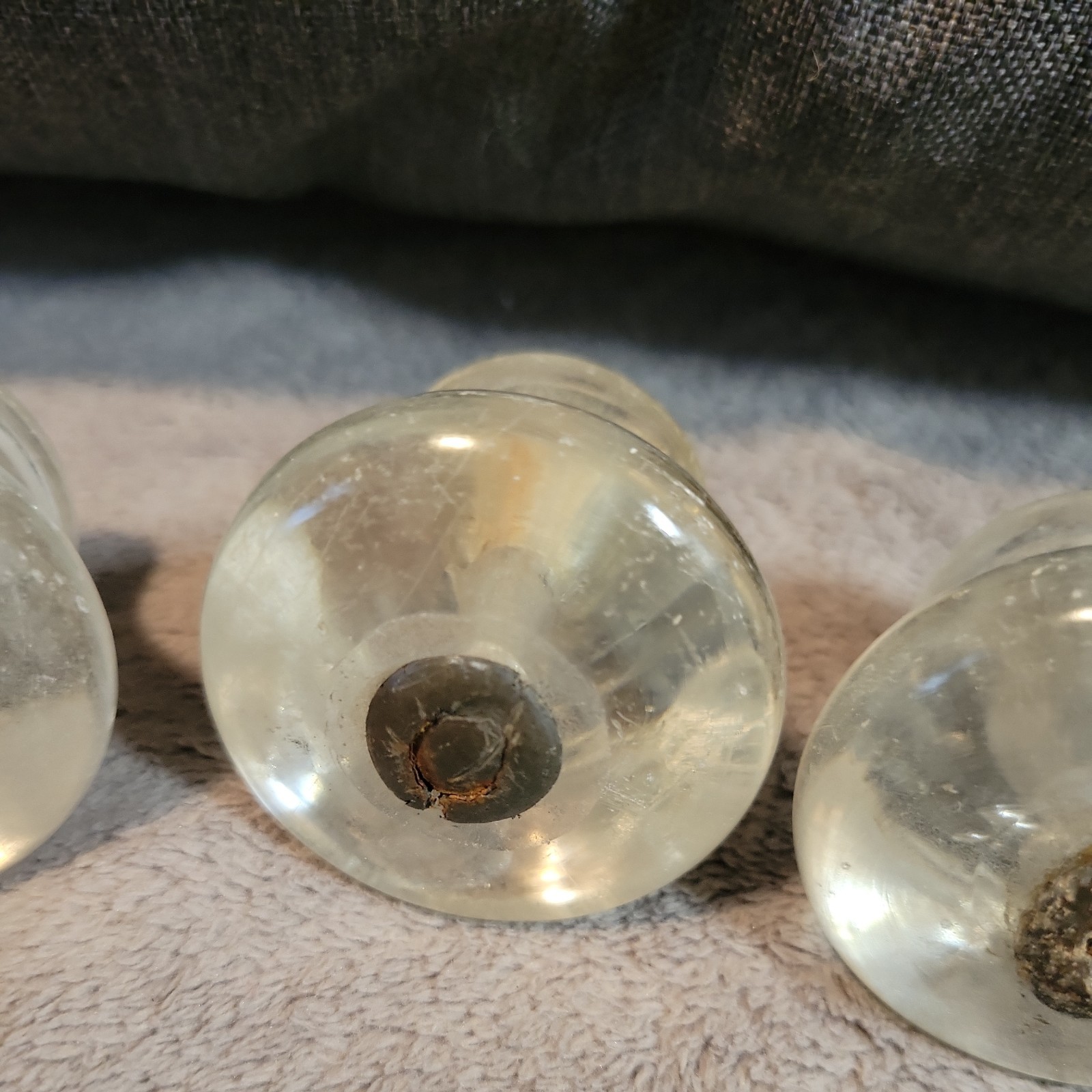 Set 6 Antique Glass Furniture Knobs or Pulls