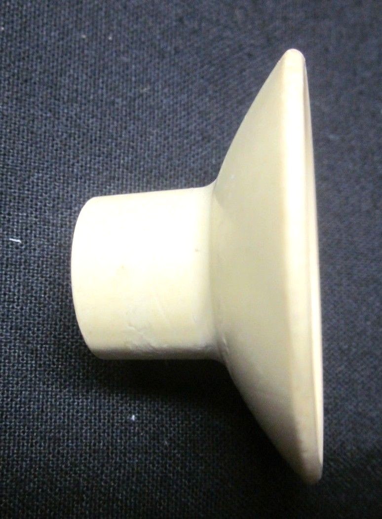 Beige Pebbled Concave Plastic 1940s Pull Knob Crackled Texture 1 Vtg MCM Retro
