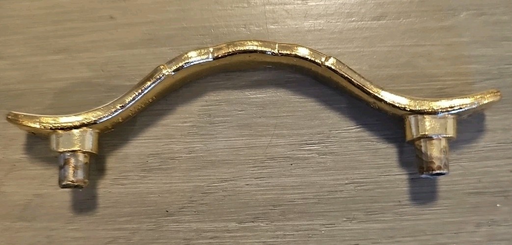 6 Vintage NOS Ajax Drawer Pulls Handles Scroll Cream Gold Ornate Hardware 979