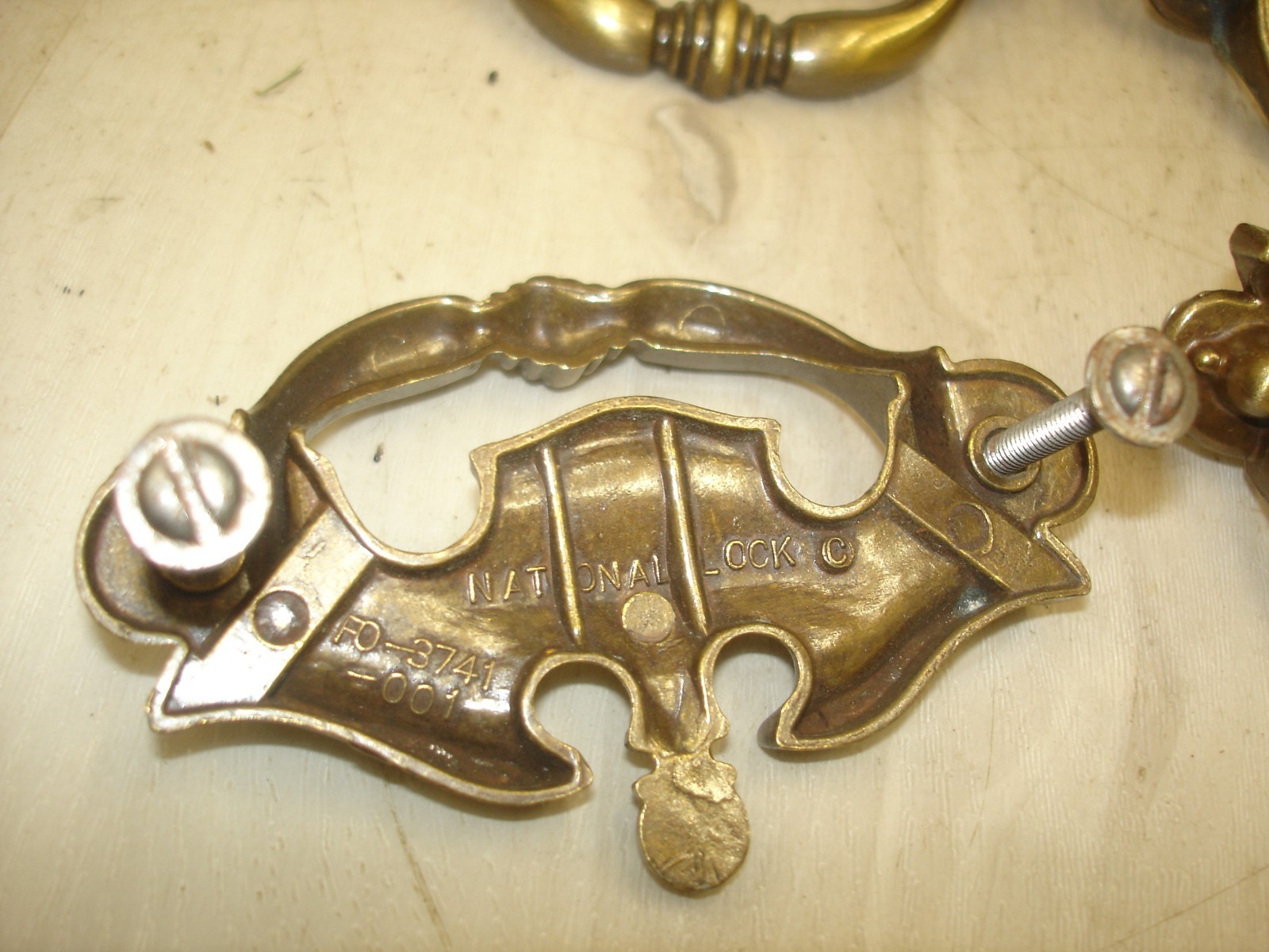 7 Vintage National Lock Brass 3″ Center Dresser Drawer Pulls FO-3741-001