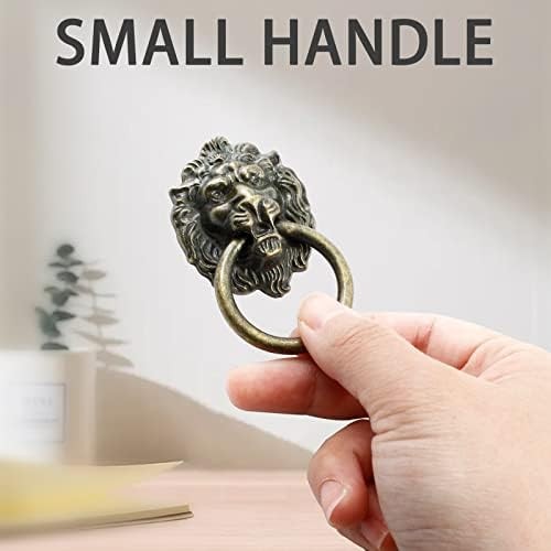 6 Pcs Lion Head Knobs Pull, Antique Bronze | Ring Pull Handles, For Dresser Draw