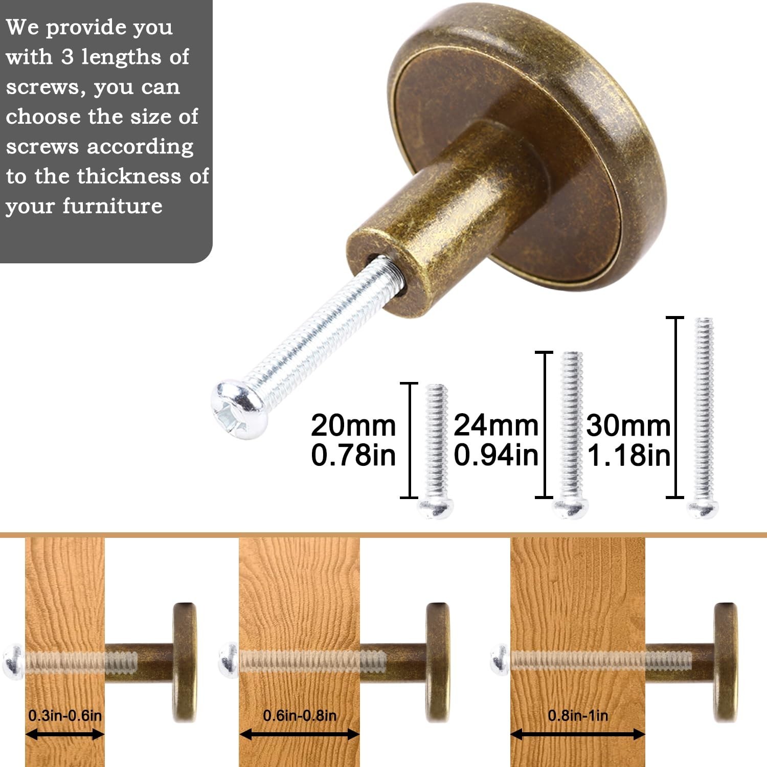 8 Pcs Brass Round Antique Zinc Alloy Kitchen Cabinet Window Knobs Cupboard Do…