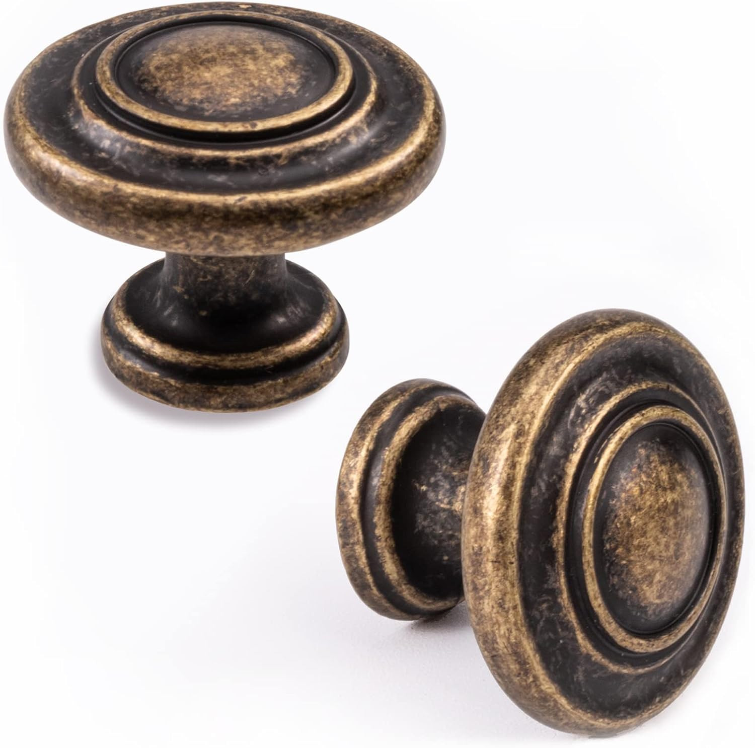 6 Pack Retro Vintage Brass Cabinet Knobs, Antique Drawer Kitchen Pulls, Single H