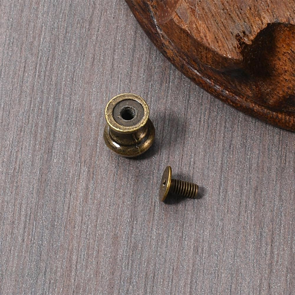 10Pcs Single Hole Mini Drawer Knobs, Antique Bronze Pulls Handles for Jewelry Bo