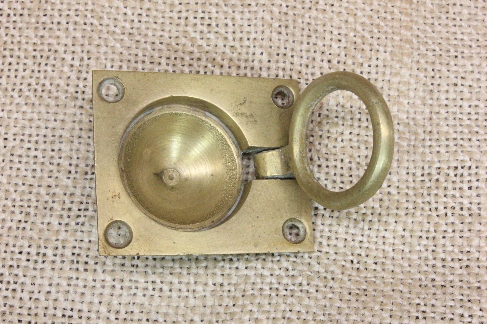 Old Door Pull Drop Finger Tip Flush Handle Treasure Box Vintage Solid Brass