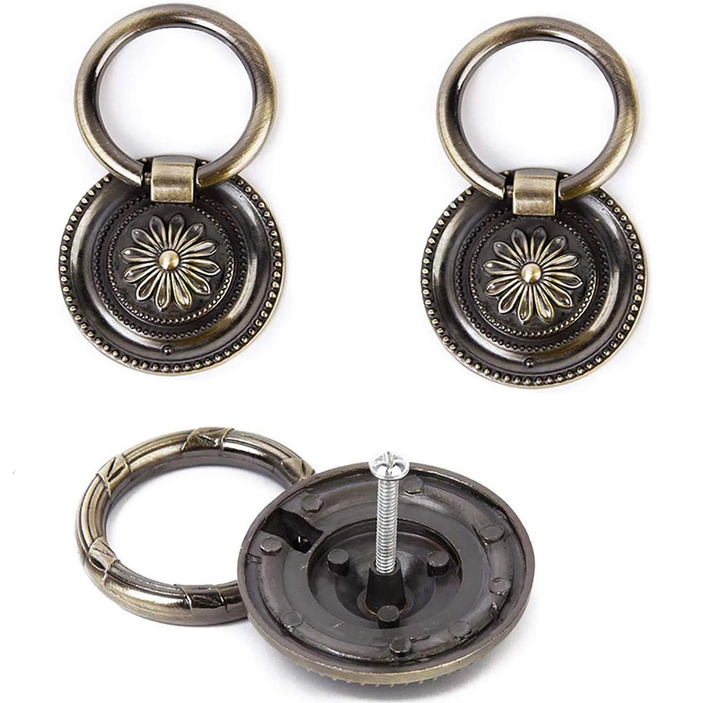 6 Pack Antique Drawer Pulls Bronze Round Dresser Knob Vintage Cabinet Handles