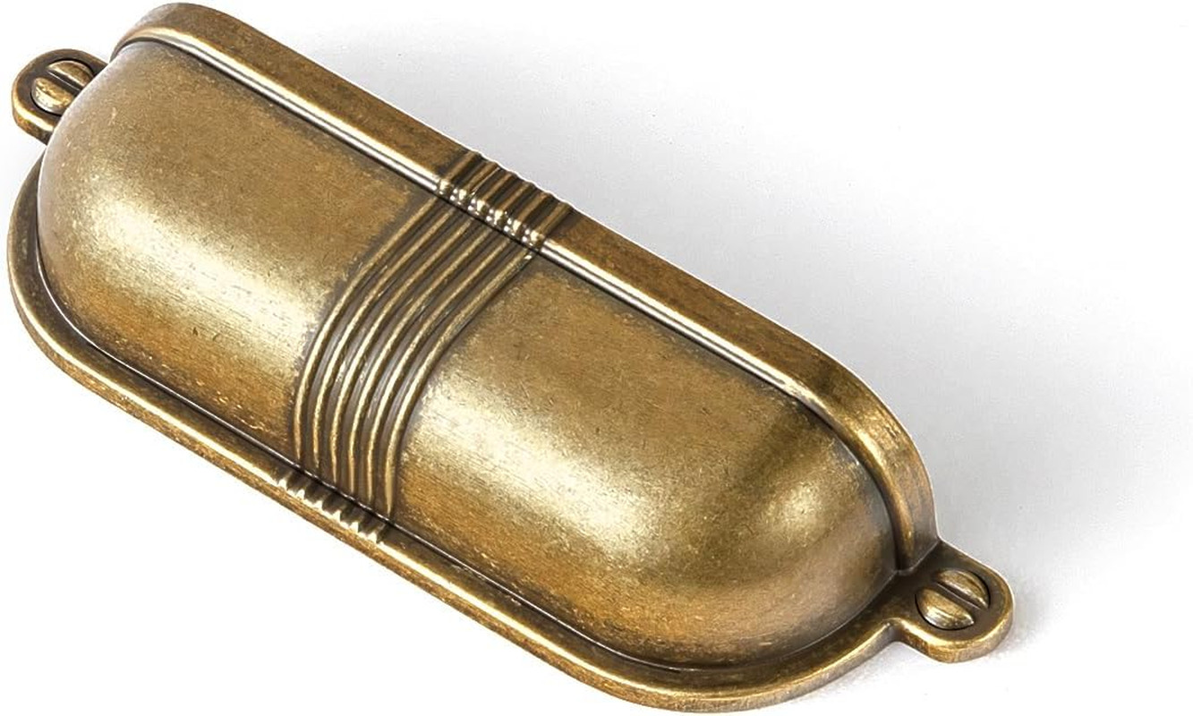 Antique Brass Cup Pulls – 6 Pack Vintage Bin Handles for Kitchen & Furniture