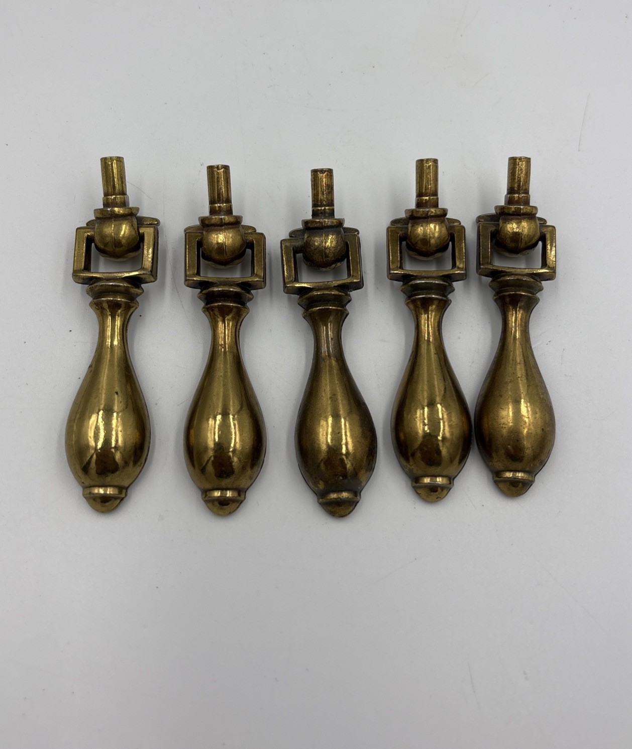 (5) Vintage KBC Drop Drawer Pulls Keeler Brass Co N18430 Without Back Plates