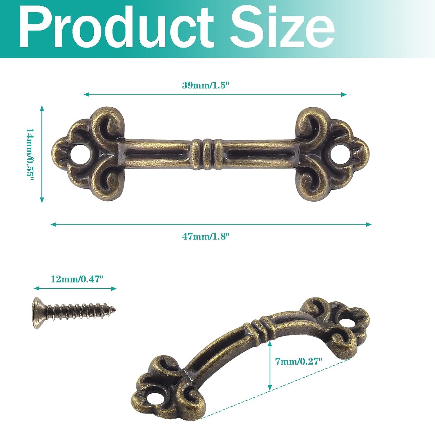 Vintage Bronze Mini Antique Style Zinc Alloy Drawer Pulls 20pcs Hardware Set