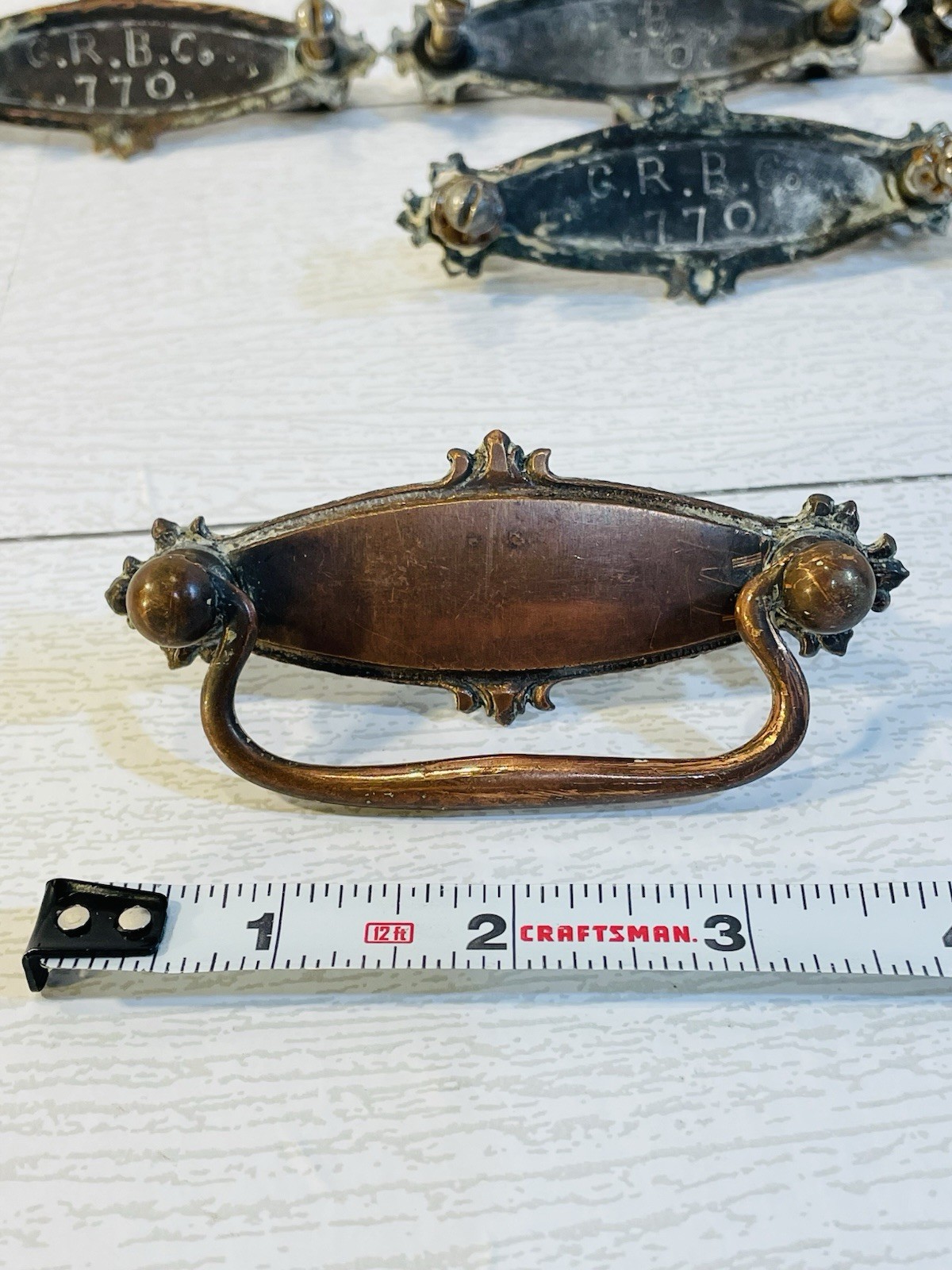 Lot 6 Antique Vintage Grand Rapids Brass Co 770 Copper And Brass Drawer Pulls