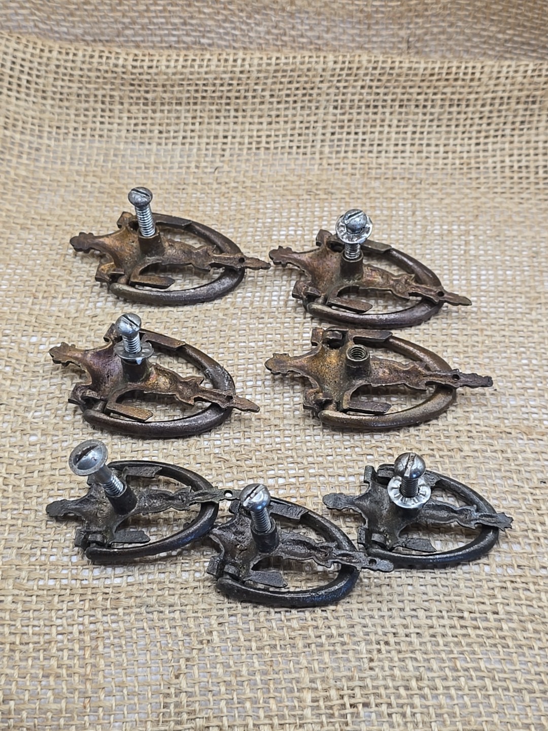 7 Vintage Brass Door Knocker Drawer Pulls Cabinet Handles
