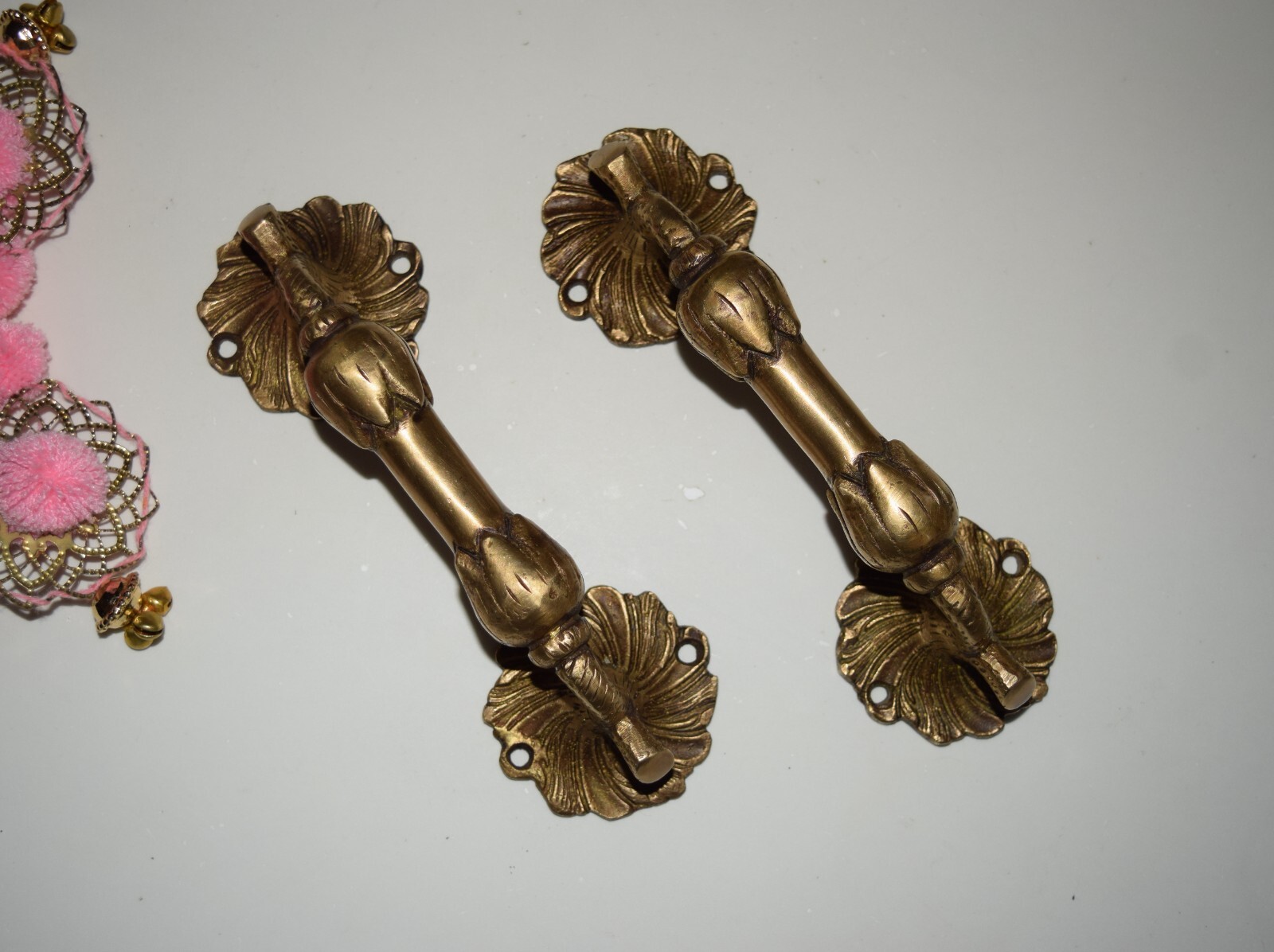 7” Inch Leaf Door Handles Brass Floral Door Furnishing Window Drawer Pull HK474