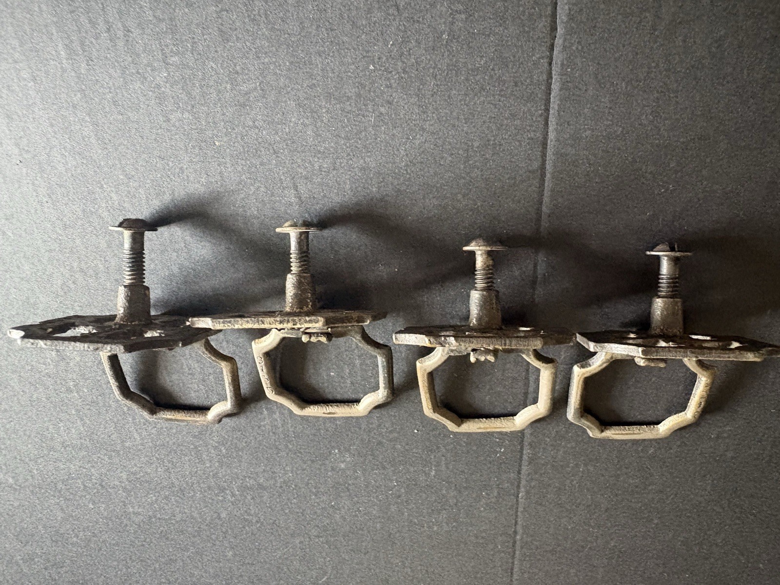 4 antique hardware drop ring drawer pull Set # 3455 Rococo Inspired Hexagonal
