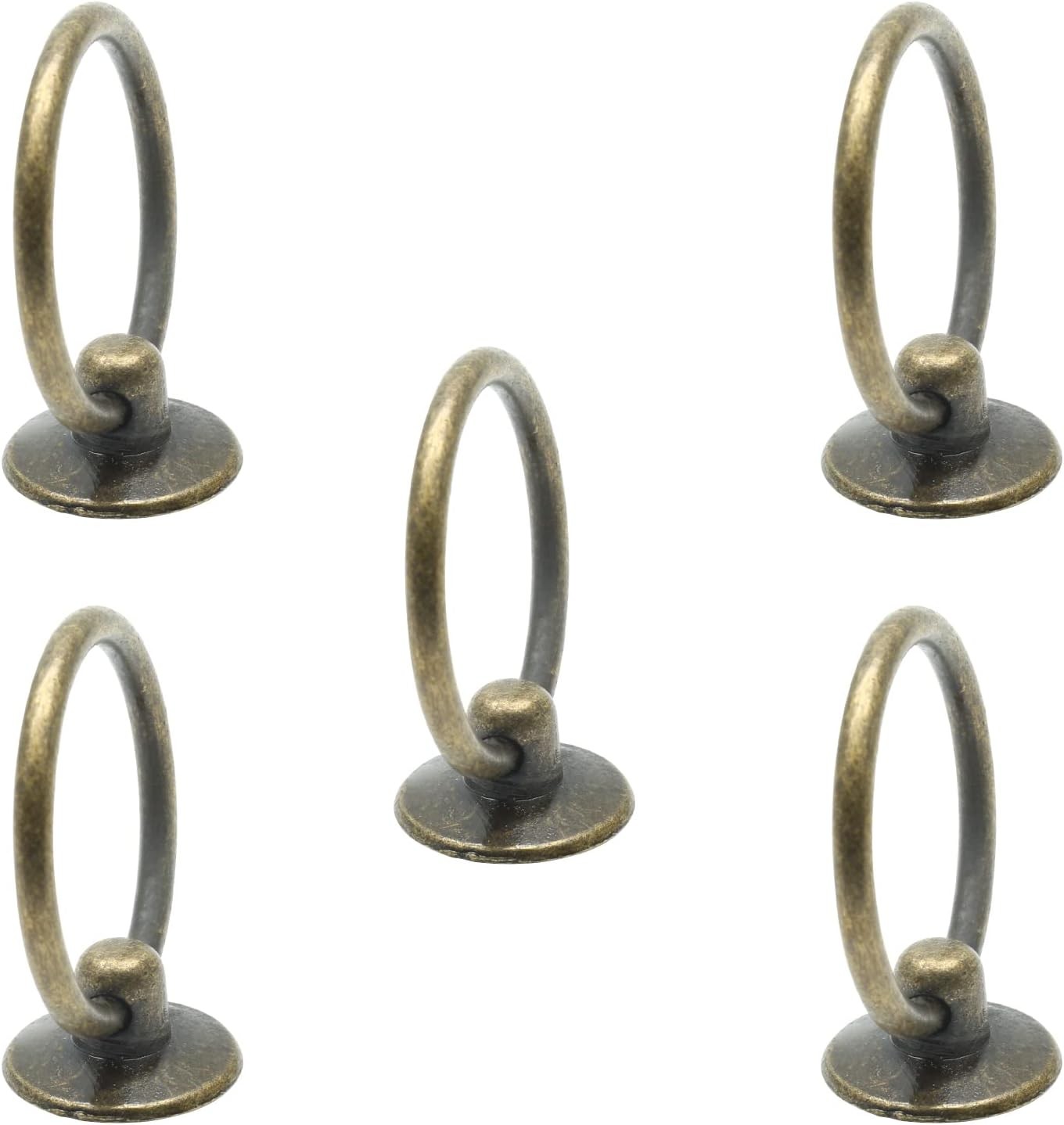 5Pcs 1″ x 2″ Bronze Ring Drawer Pulls | Vintage Cabinet Ring Handles, Drop Knobs