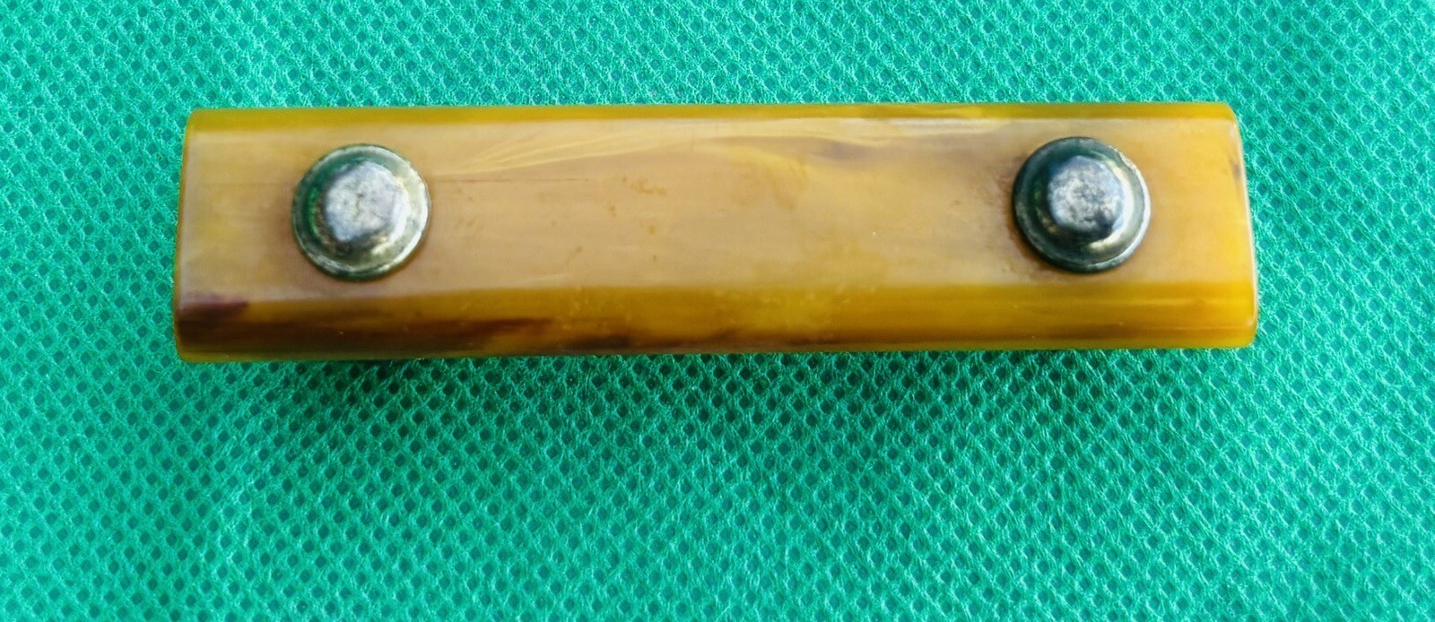 Art Deco Antique Hardware Brass & Tortoise Amber Bakelite Drawer Pull 2”centers