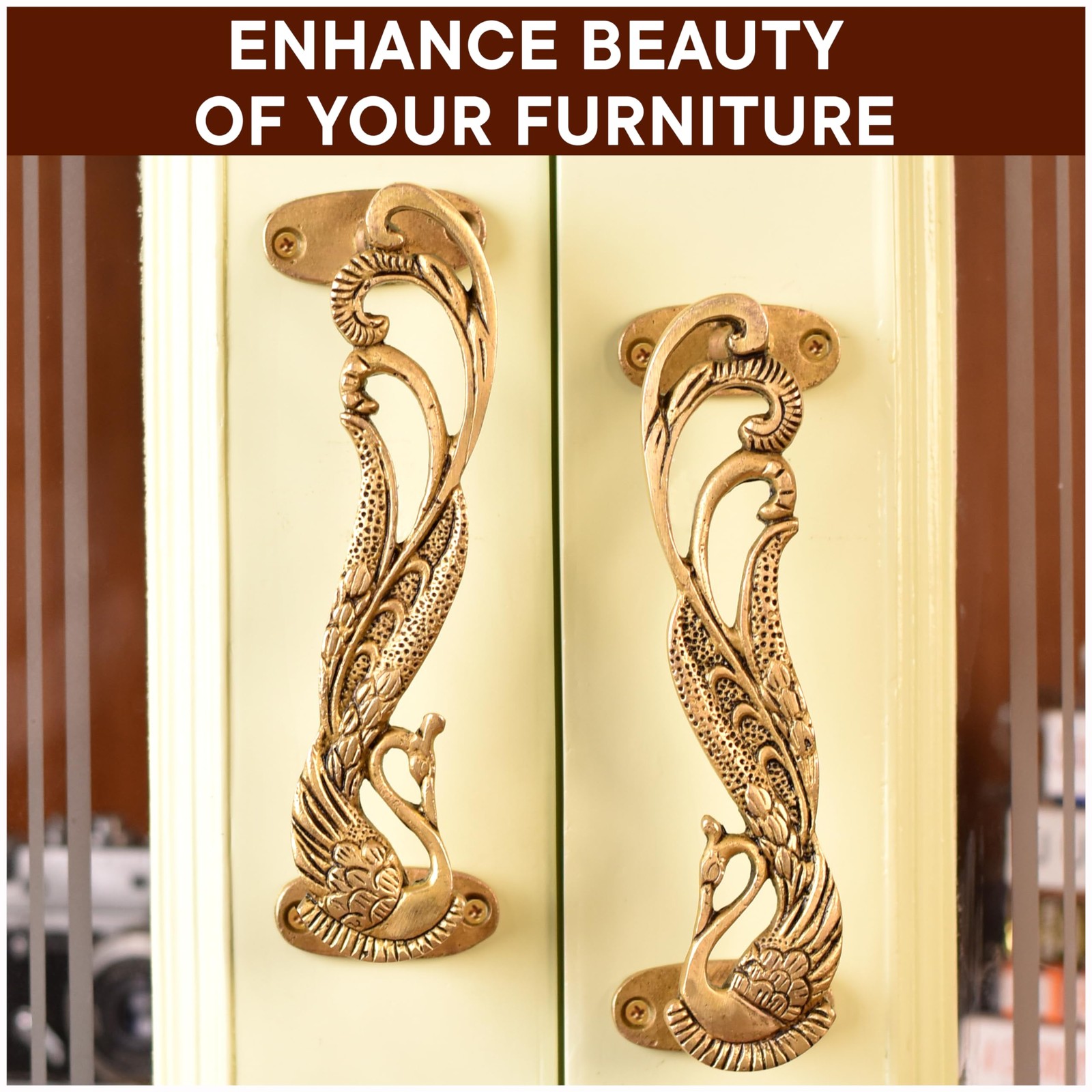 Indian Shelf 1 Pair Peacock Decorative Door Handles Interior Vintage Door Pulls