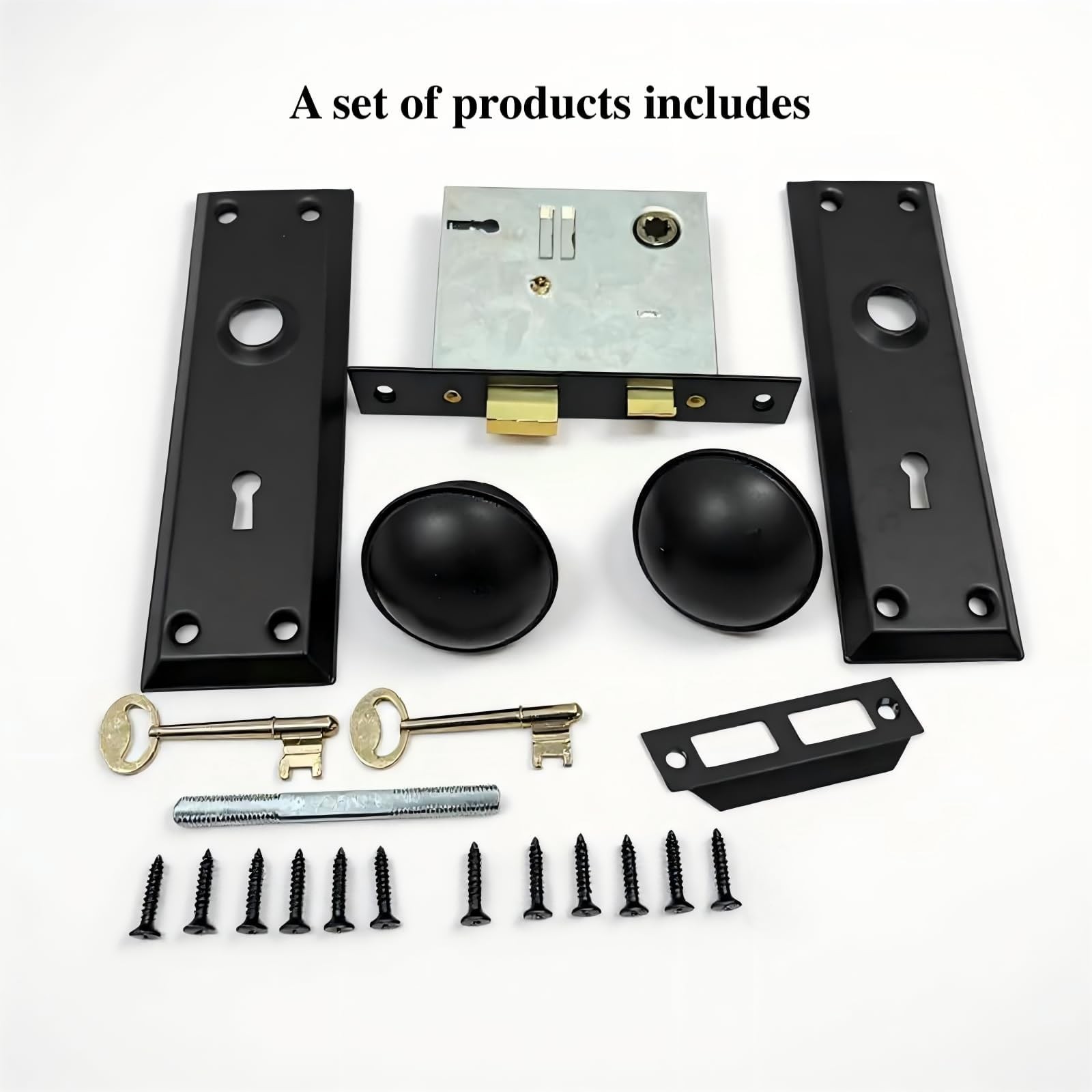 Vintage Mortise Lock Set for Interior Doors – Antique Door Knobs with Heav