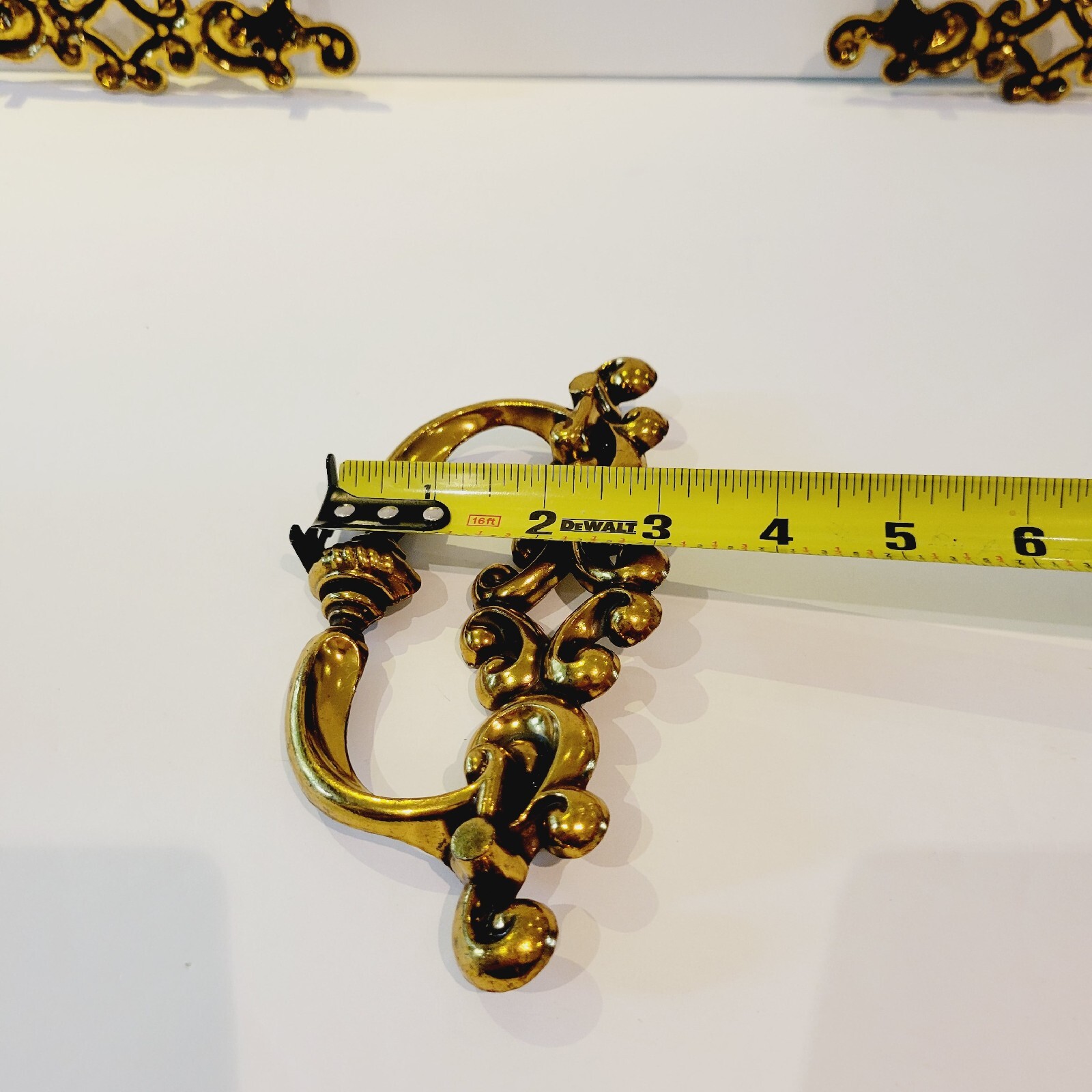 4 Vintage Ornate Scroll Drawer Drop Pull Handles Metal Goldtone Canada CH 1479