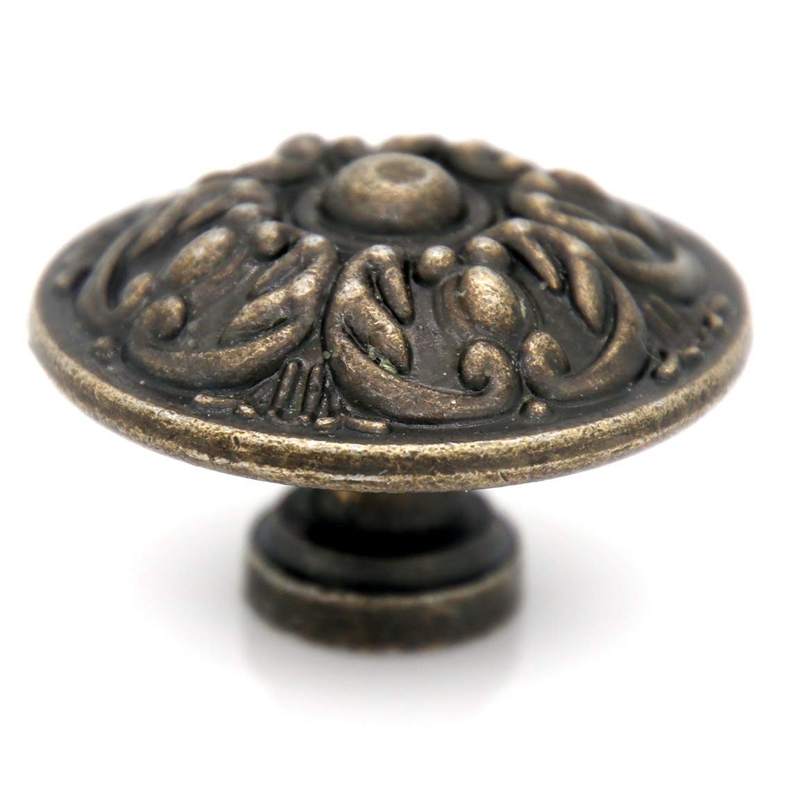 LXZ 6 PCs Vintage Antique Brass Knobs Handles Pulls with Flower Pattern for Cabi