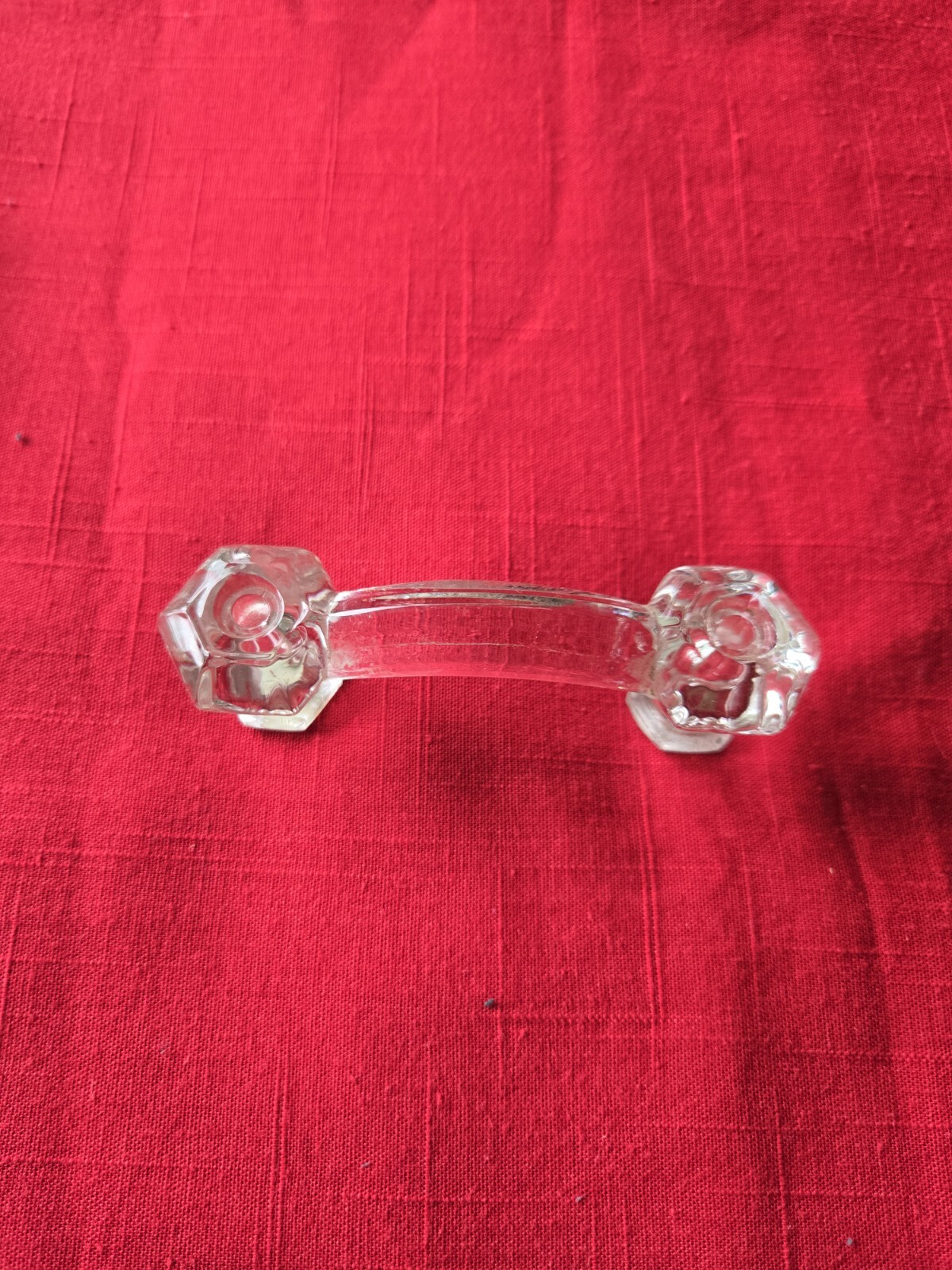 1 Vtg. CLEAR GLASS 4 1/4″ HANDLE With 3” Hole Spread Cabinet Drawer Pulls Knobs