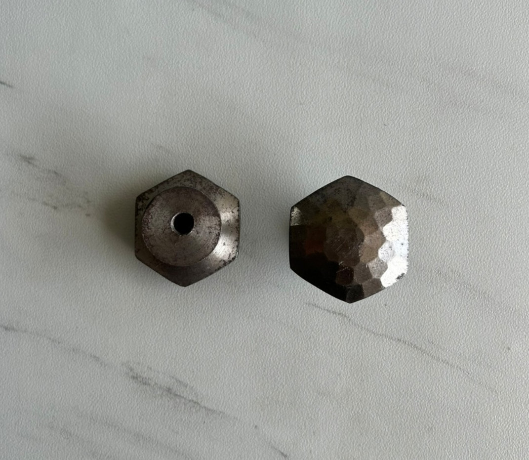 Vintage Cast Iron Hexagon Shape Self Design Cabinet Drawer Knob Pull Handles 2x