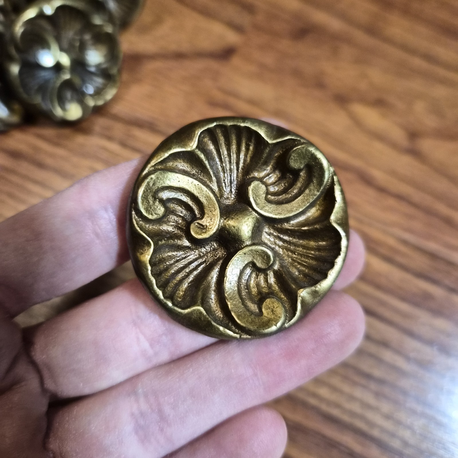 7 Vintage/Antique Large French Provincial Knobs NOS Hard to find / Rare Brass