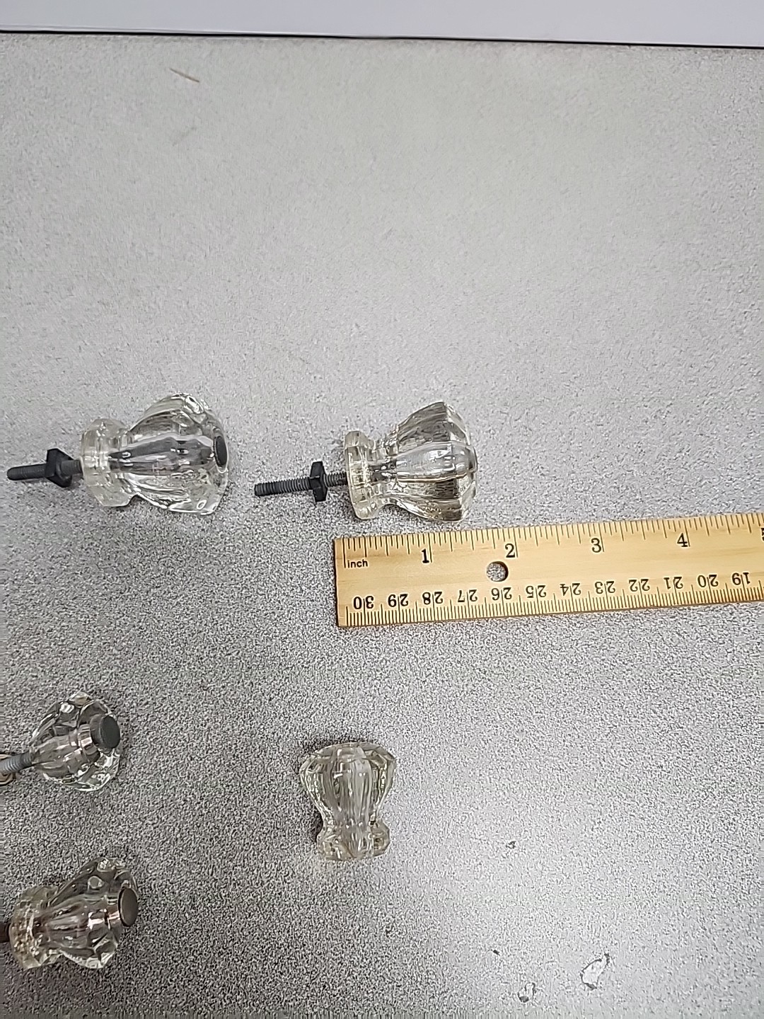 9 Clear Glass Drawer Pull Knobs 2 Sizes- Salvage Vintage