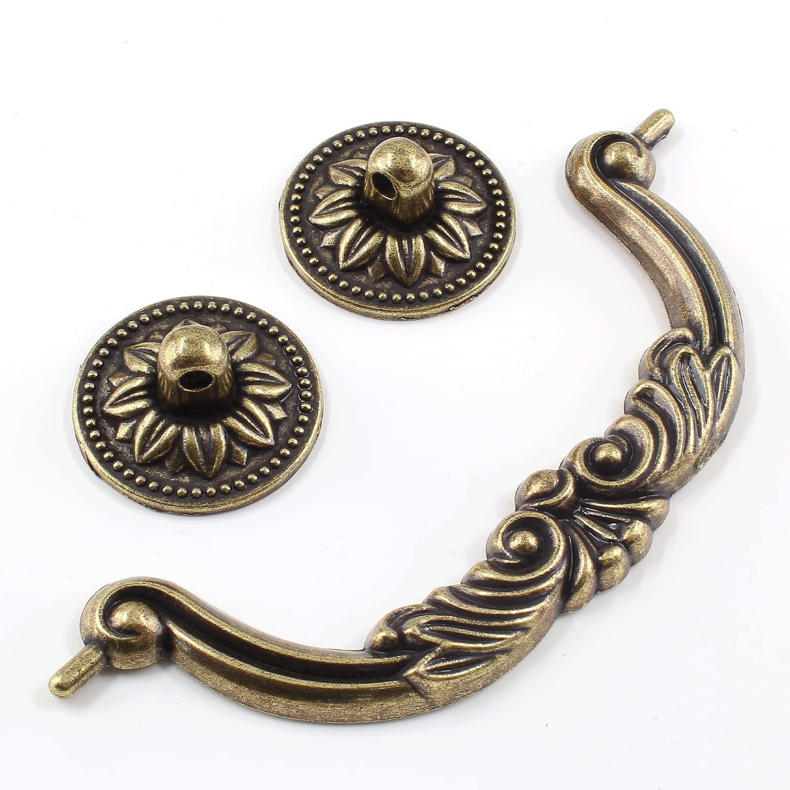 4Pcs 5 Inch Hole Center Vintage Drop Bail Drawer Pull Handles, Antique Bronze De