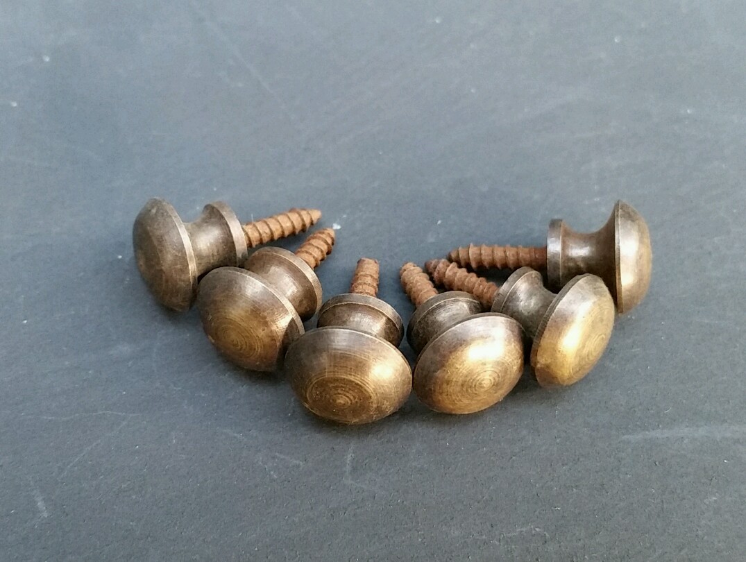 6 Solid Brass VERY SMALL Stacking Barrister Bookcase 7/16″ Knobs drawer Pulls #K
