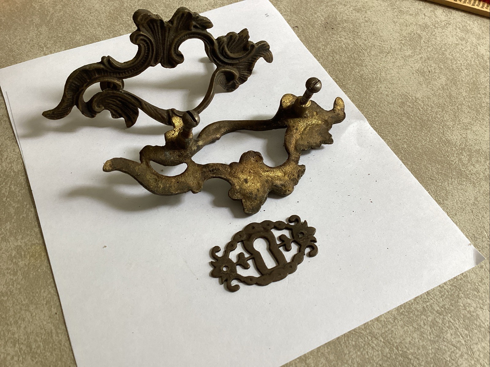 Pair Ornate Solid Brass Drawer Pulls 2 1/2 Inch for stand Or Cupboard W/ Esc.