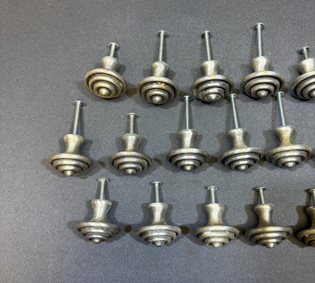 Brushed Nickel Knobs – Set of 23 – Concentric Circle Bullseye Drawer Pulls