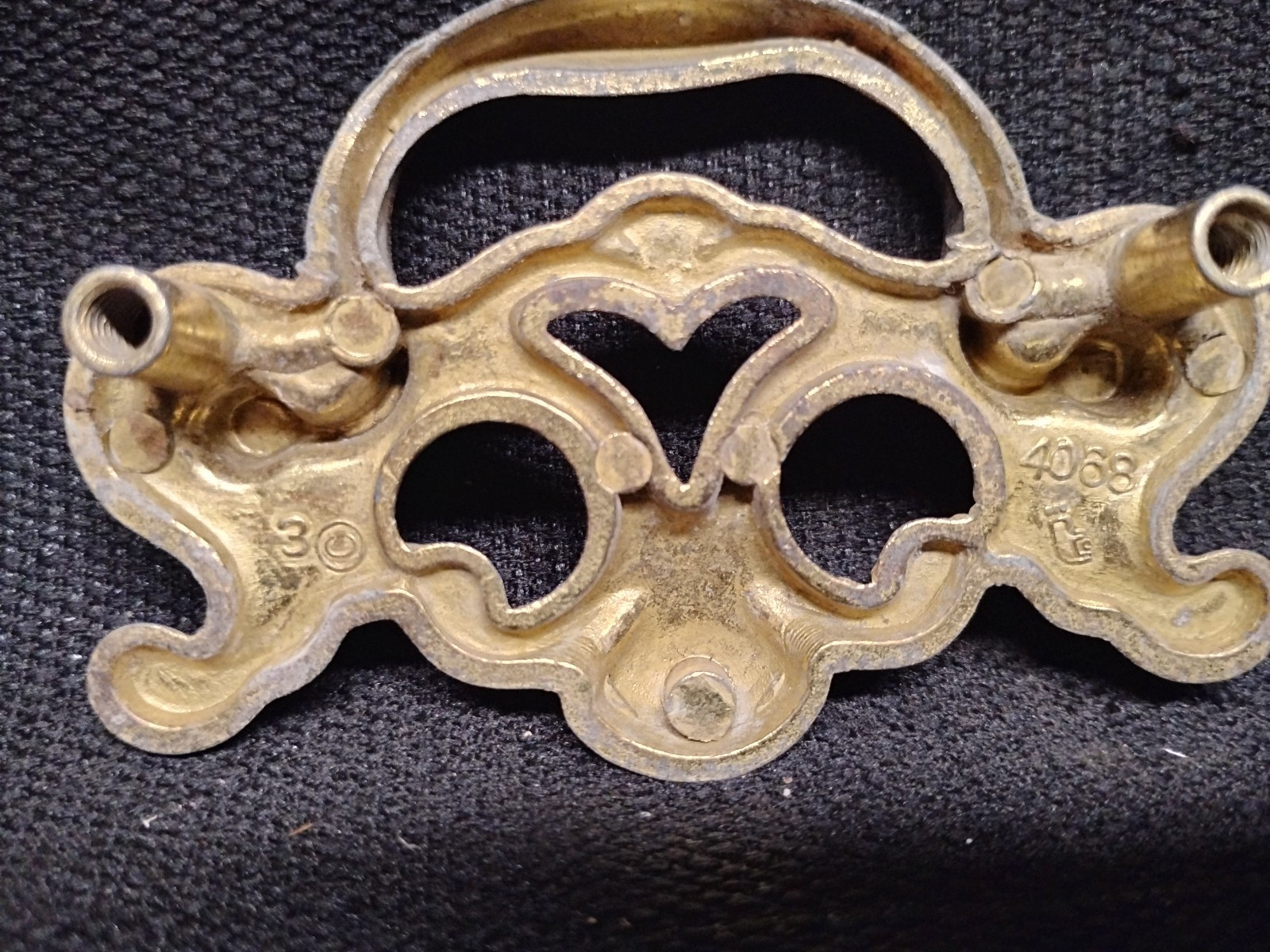 Vintage Brass Drawer Pulls Fixed Handle lot of 2 -3″ x 2 1/2″