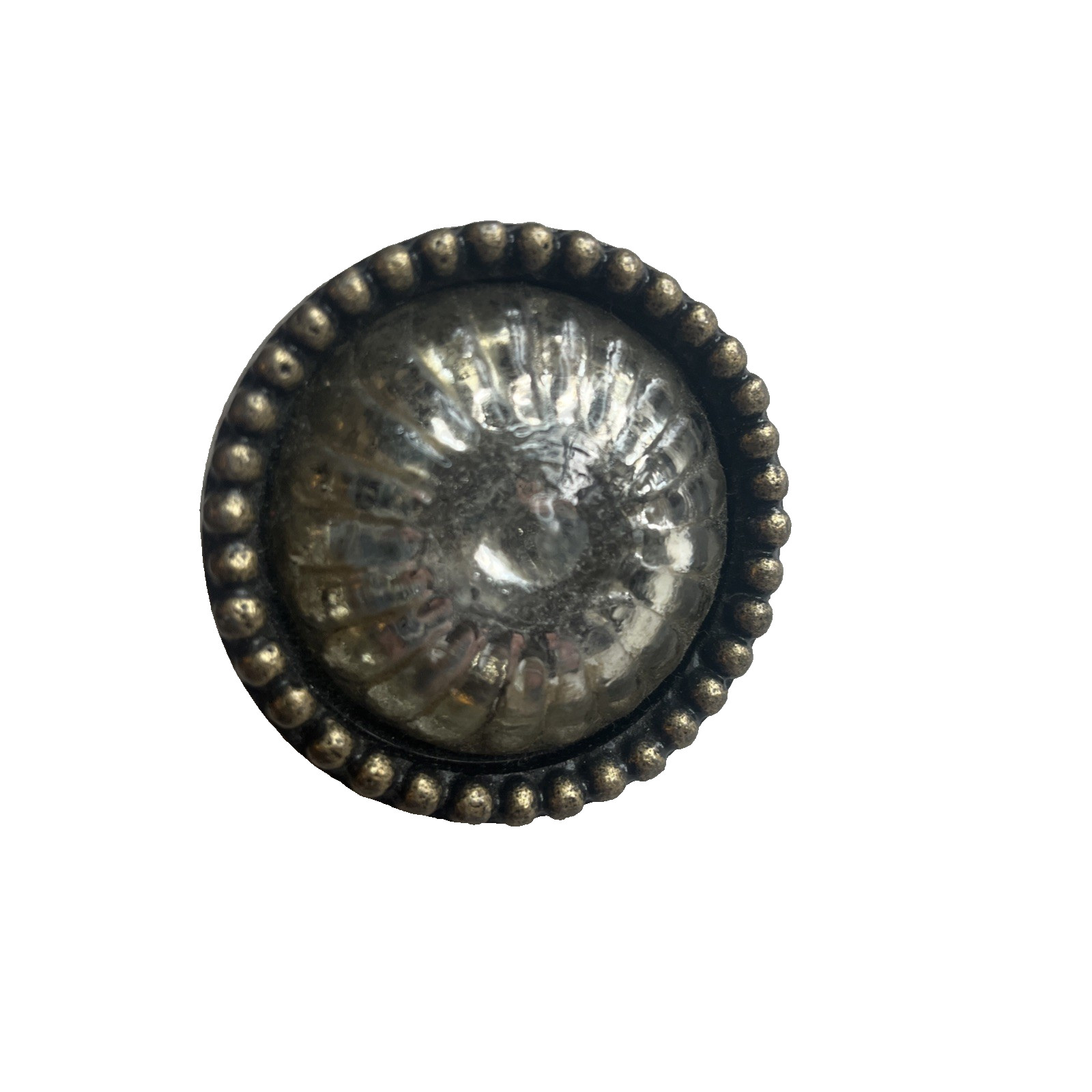 Brass Glass Drawer Pull Antiqued Knob Large 2 Inch Heavy Furniture Single Screw